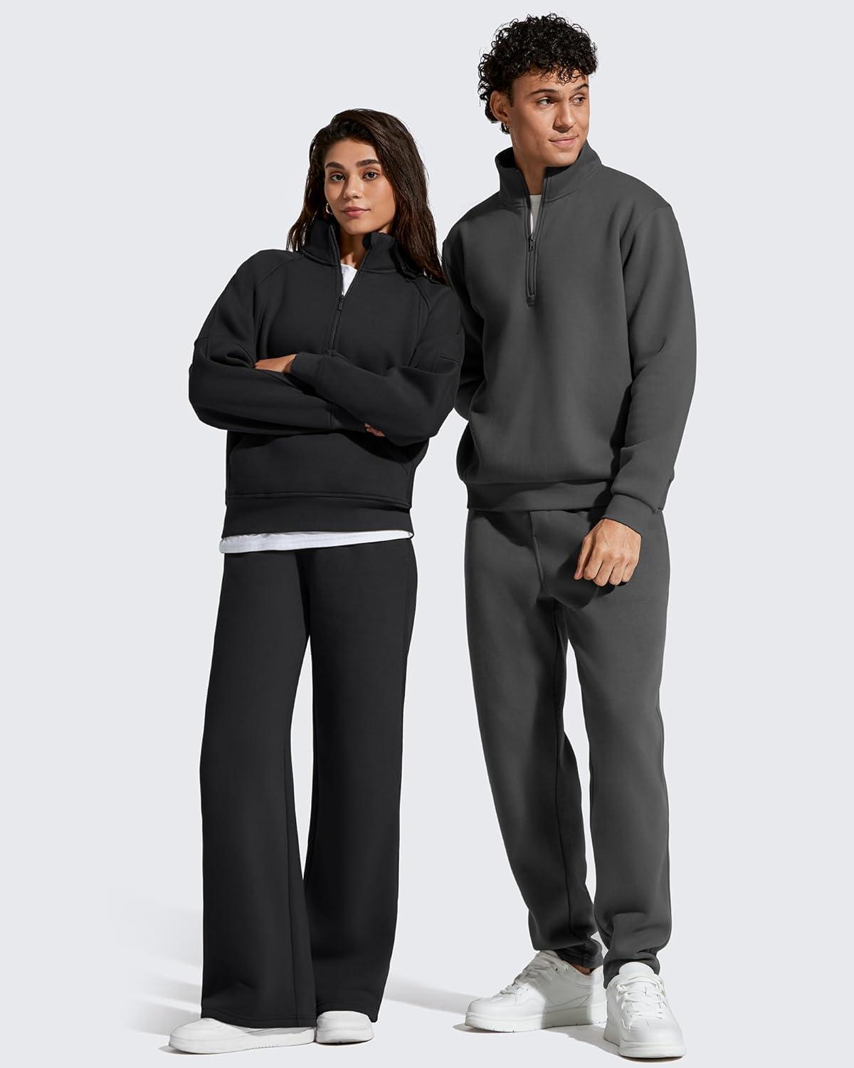 imageG4Free Flurrylux Womens Mock Neck Sweatshirt Half Zip Hoodie Cotton Fleece Pullover WinterBlack