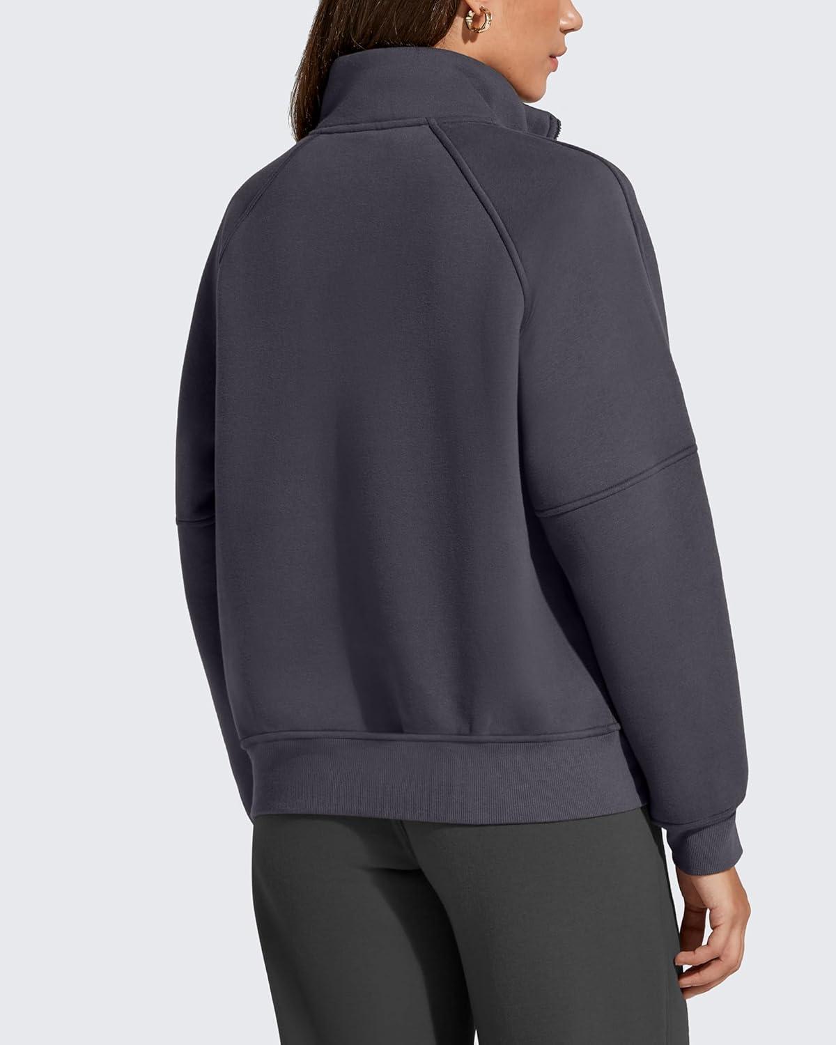 imageG4Free Flurrylux Womens Mock Neck Sweatshirt Half Zip Hoodie Cotton Fleece Pullover WinterDark Gray