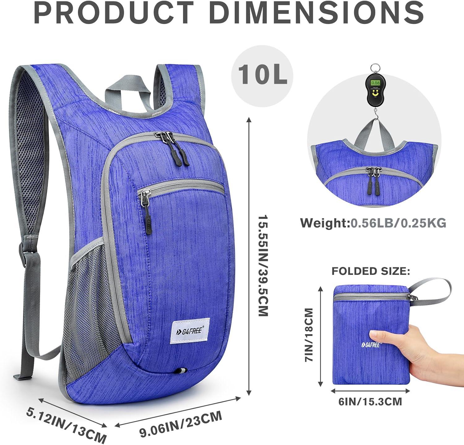 imageG4Free 10L15L Hiking Backpack Lightweight Packable Hiking Daypack Small Travel Outdoor Foldable Shoulder BagBlue