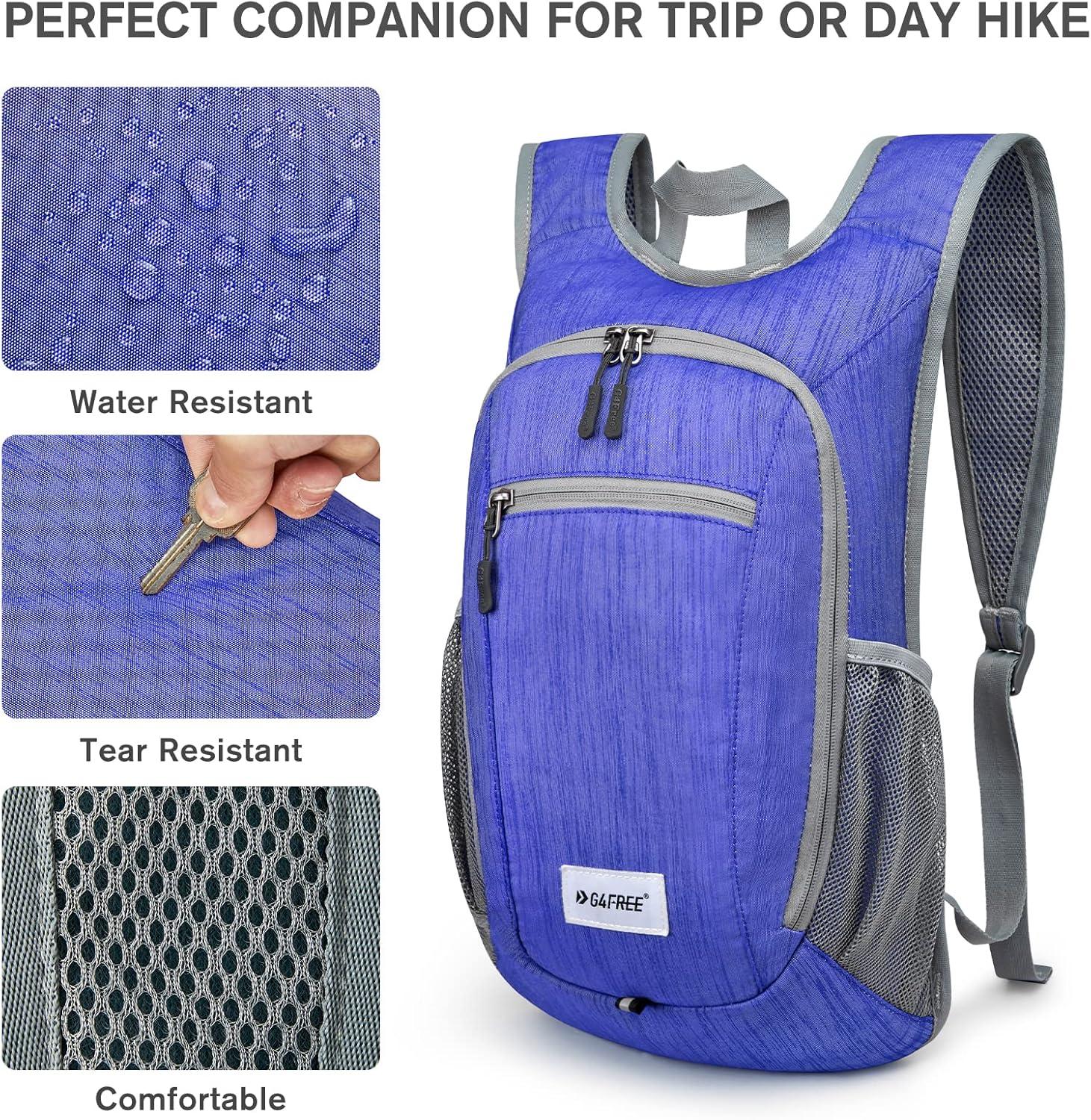 imageG4Free 10L15L Hiking Backpack Lightweight Packable Hiking Daypack Small Travel Outdoor Foldable Shoulder BagBlue