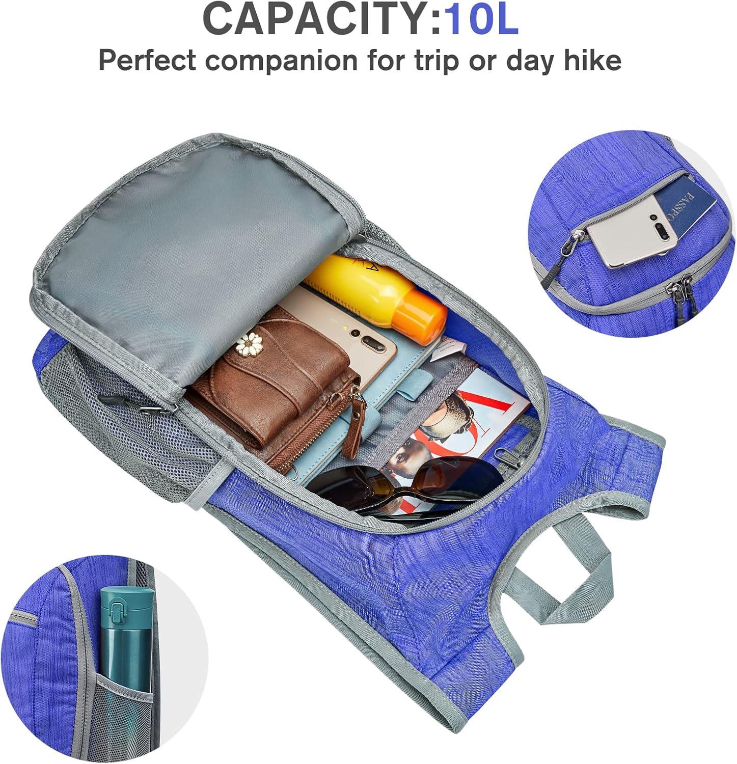 imageG4Free 10L15L Hiking Backpack Lightweight Packable Hiking Daypack Small Travel Outdoor Foldable Shoulder BagBlue