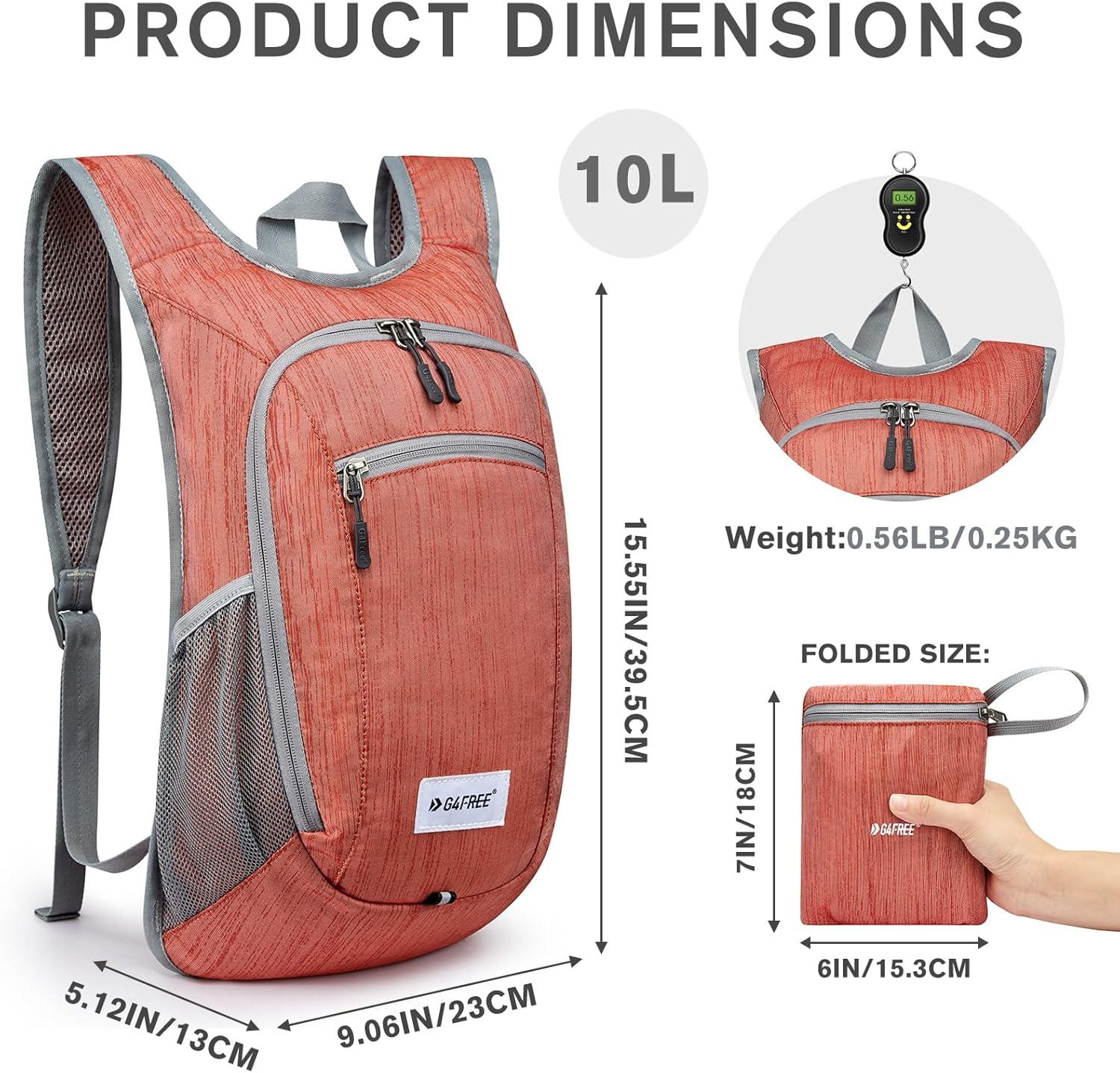 imageG4Free 10L15L Hiking Backpack Lightweight Packable Hiking Daypack Small Travel Outdoor Foldable Shoulder BagRed