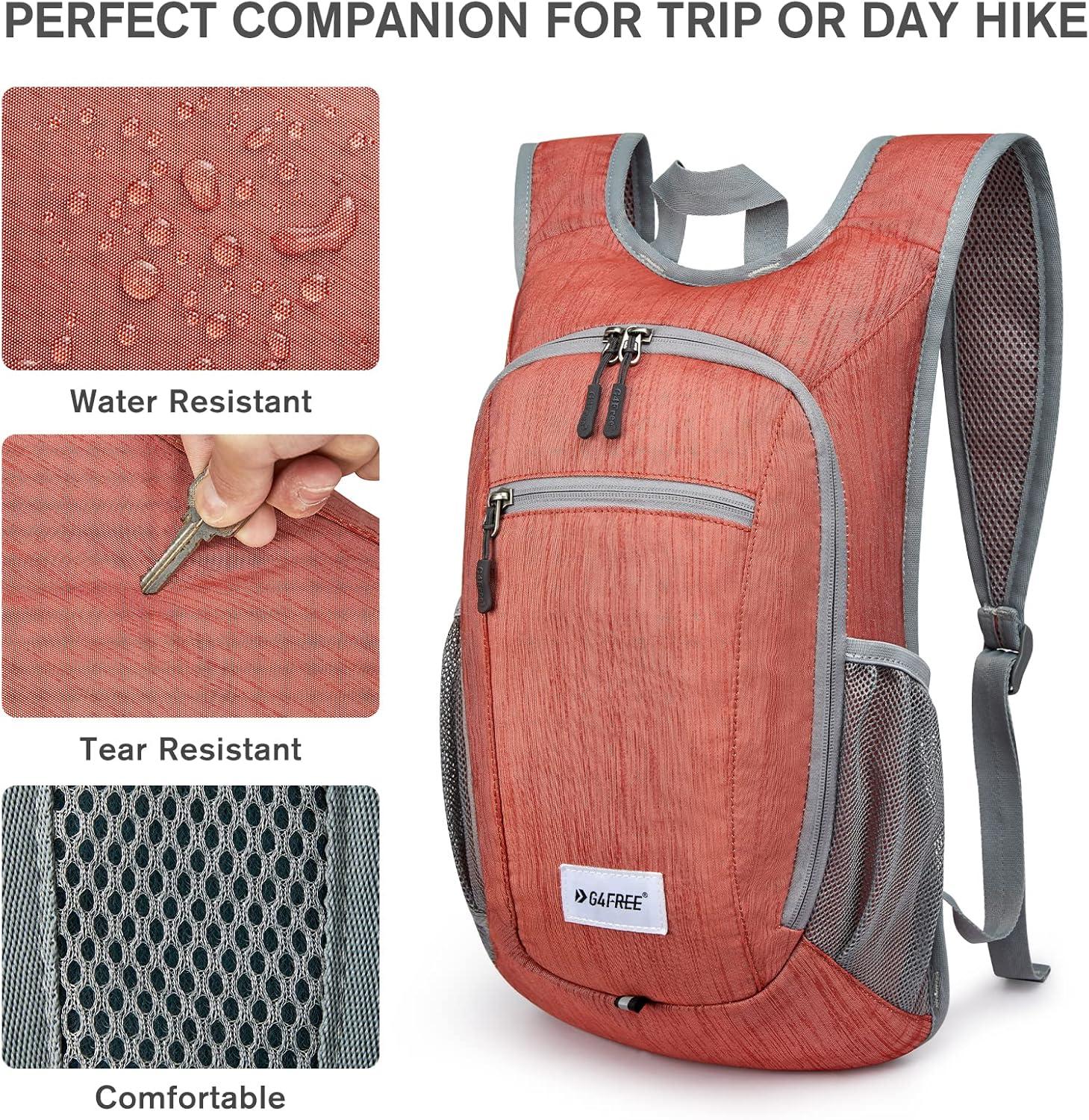 imageG4Free 10L15L Hiking Backpack Lightweight Packable Hiking Daypack Small Travel Outdoor Foldable Shoulder BagRed