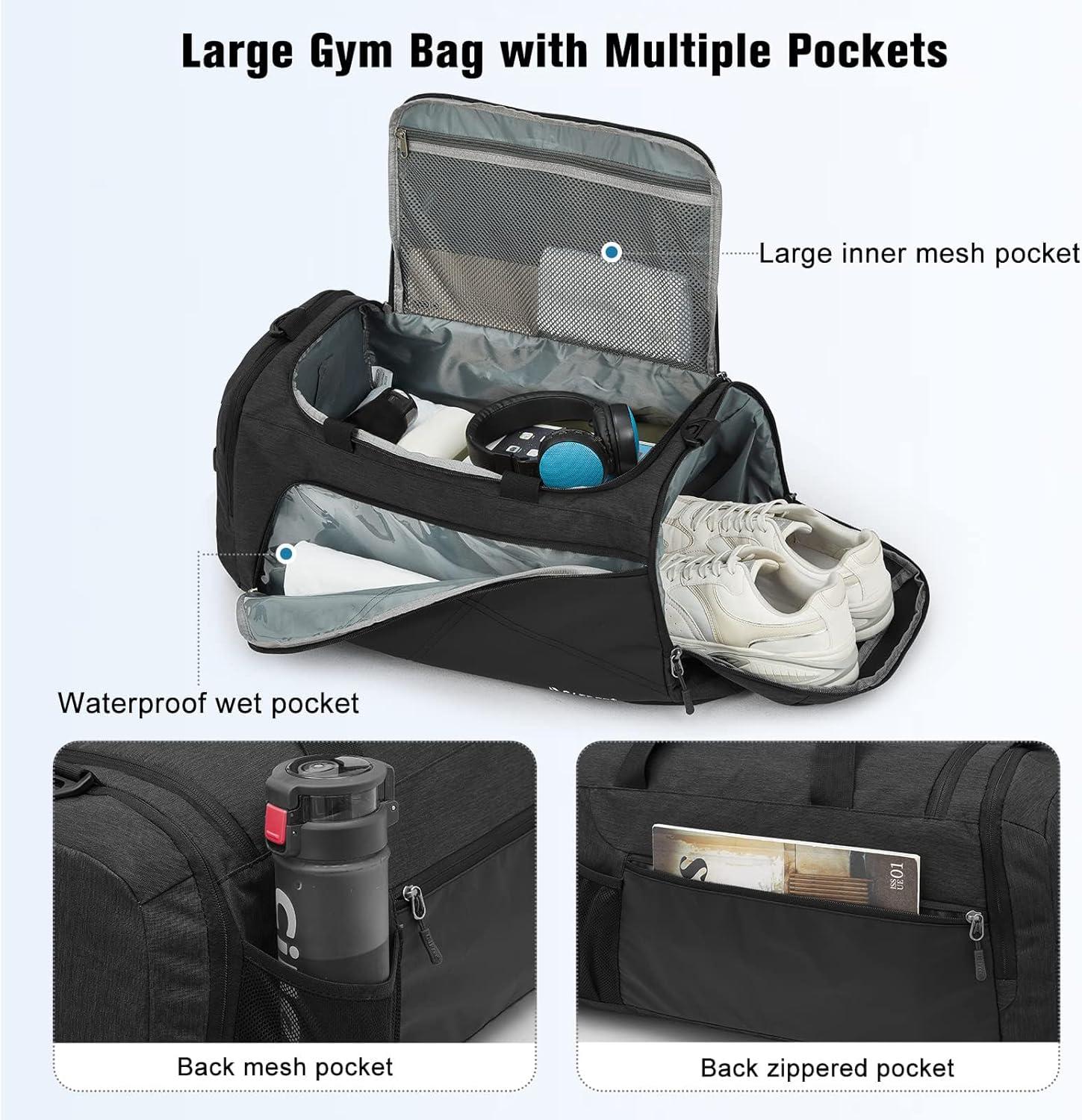 G4Free 45L/60L 3-Way Duffle Backpack Gym Bag with Wet Pocket & Shoes ...