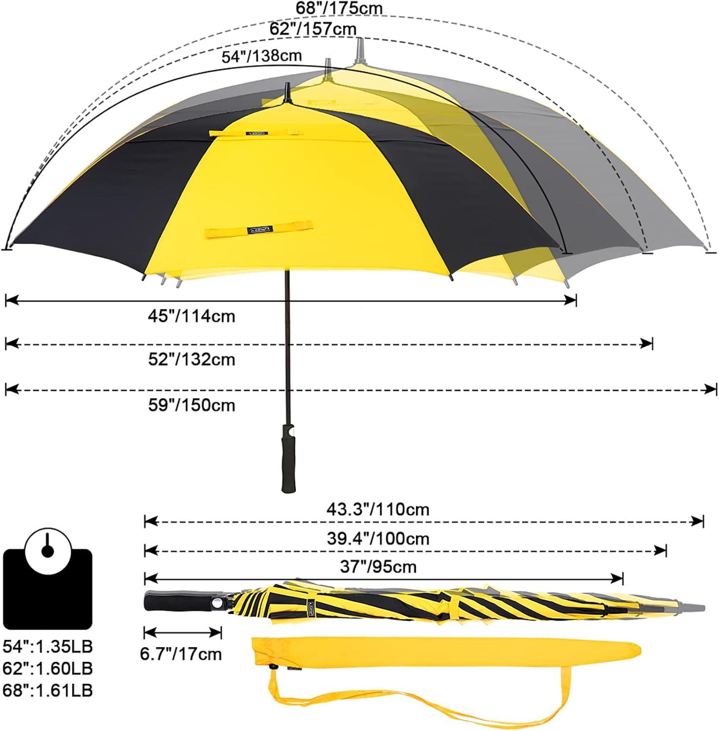 imageG4Free 4754626872 Inch Automatic Open Golf Umbrella Oversize Extra Large Double Canopy Vented Windproof Waterproof Stick UmbrellasBlackYellow