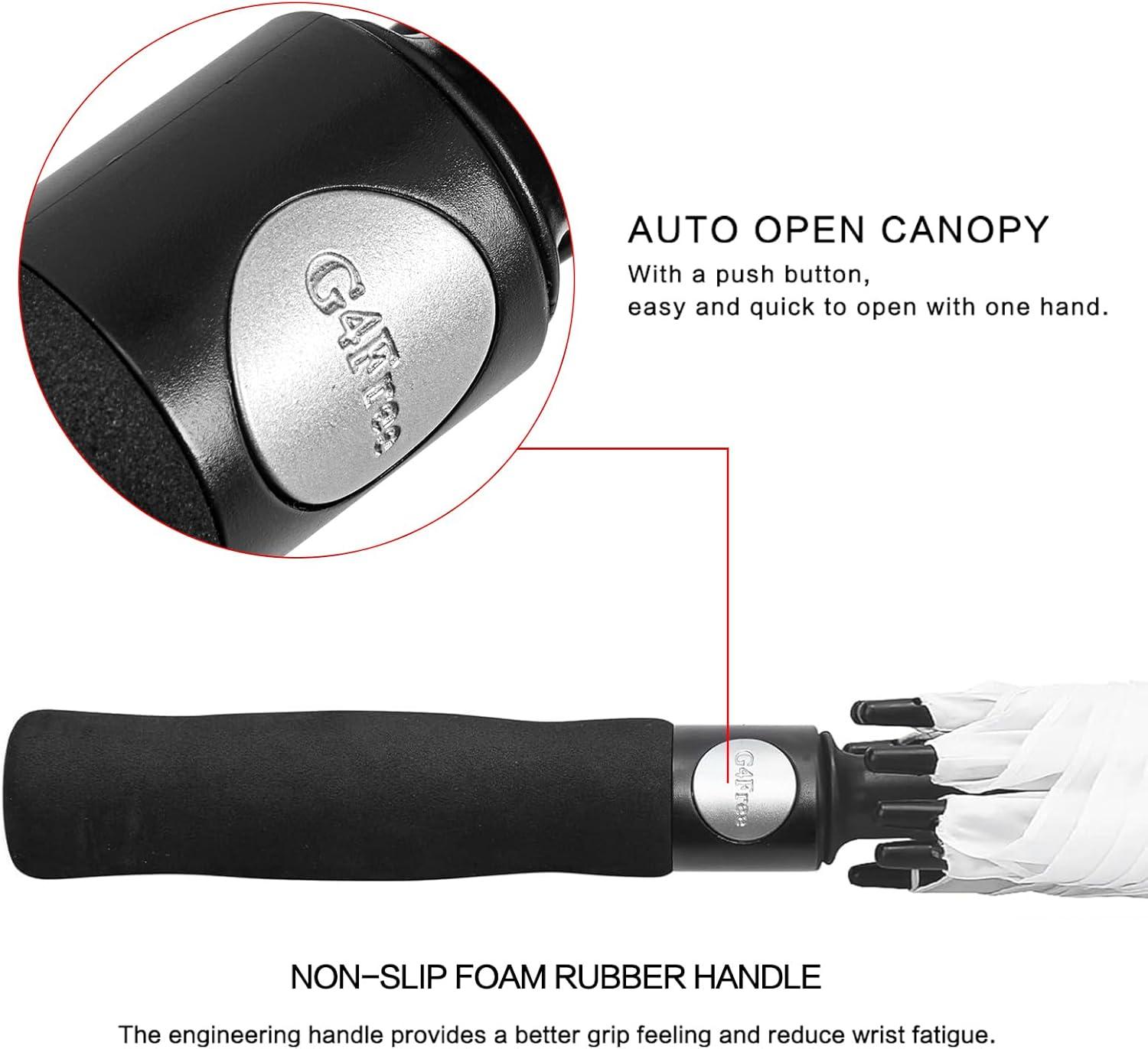 imageG4Free 4754626872 Inch Automatic Open Golf Umbrella Oversize Extra Large Double Canopy Vented Windproof Waterproof Stick UmbrellasWhite