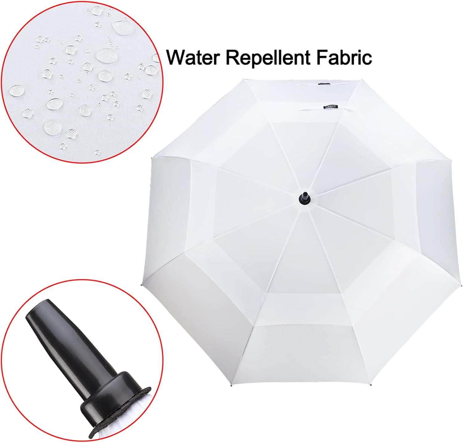 imageG4Free 4754626872 Inch Automatic Open Golf Umbrella Oversize Extra Large Double Canopy Vented Windproof Waterproof Stick UmbrellasWhite