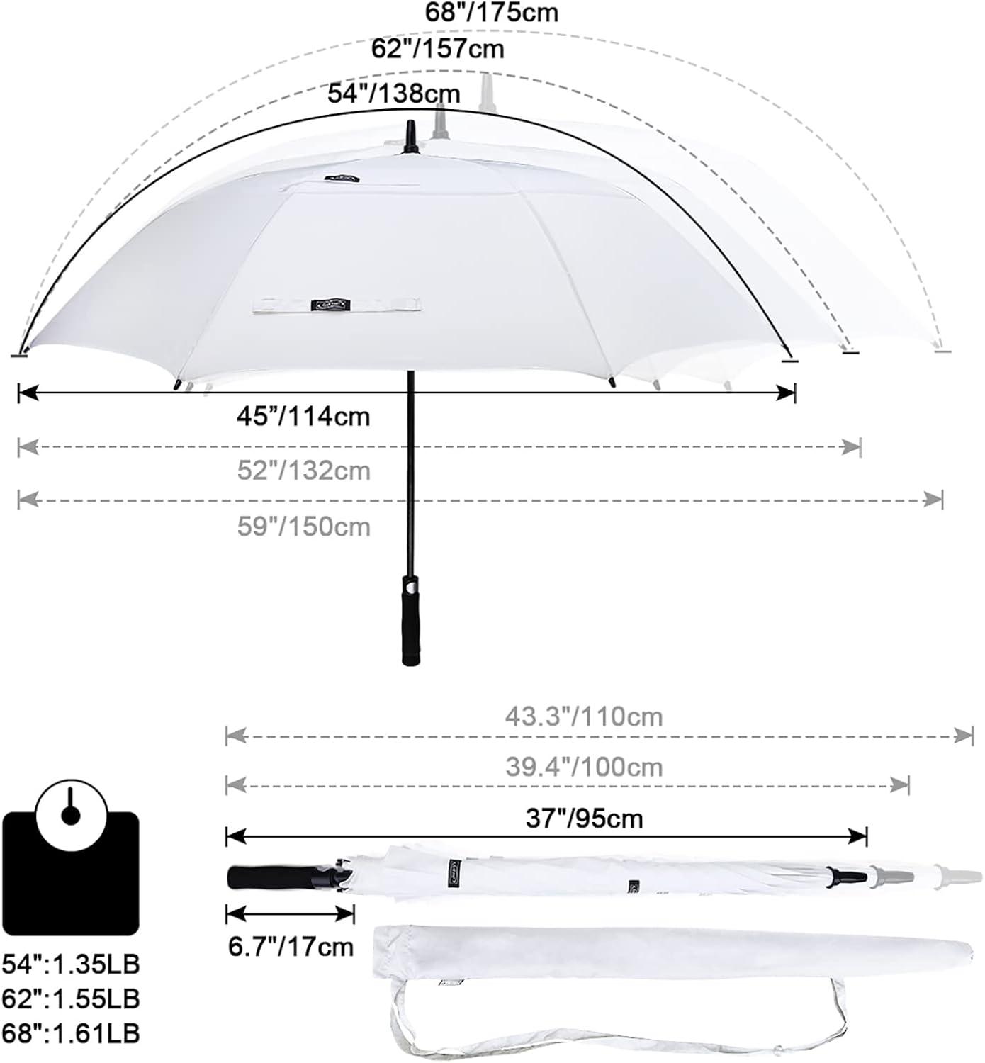 imageG4Free 4754626872 Inch Automatic Open Golf Umbrella Oversize Extra Large Double Canopy Vented Windproof Waterproof Stick UmbrellasWhite