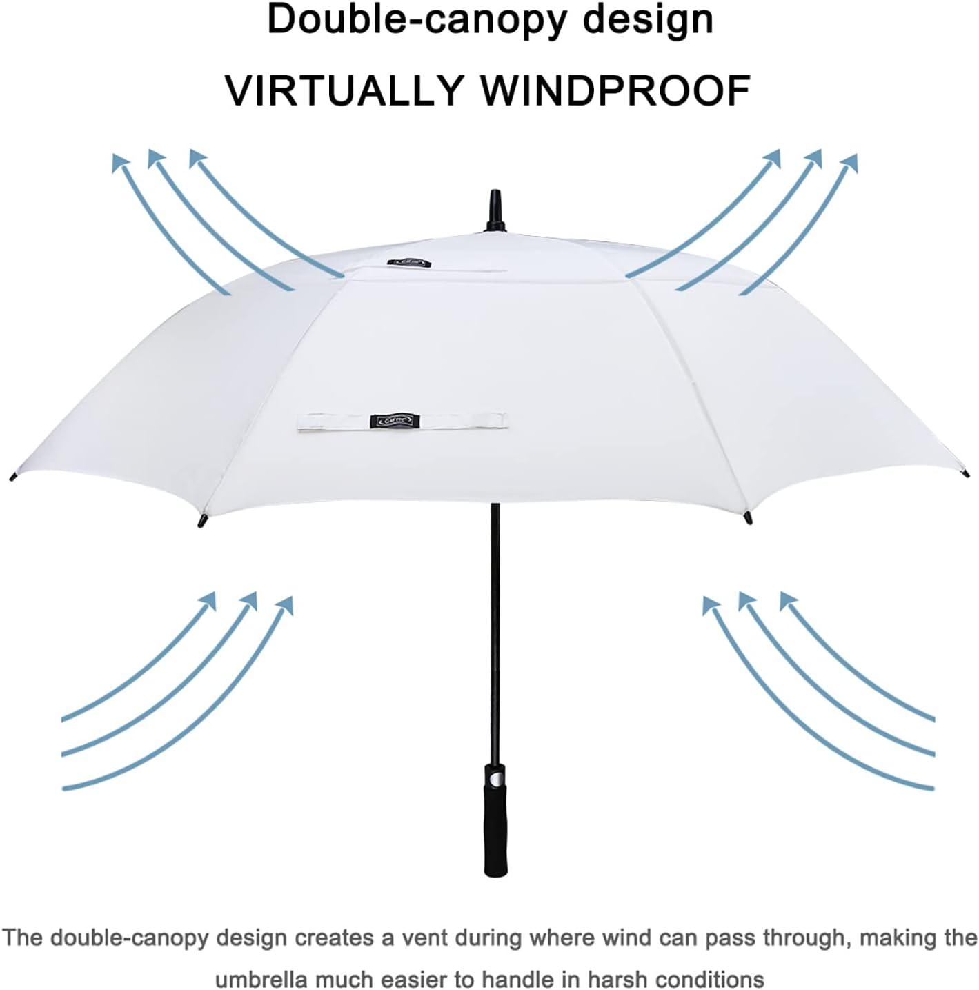 imageG4Free 4754626872 Inch Automatic Open Golf Umbrella Oversize Extra Large Double Canopy Vented Windproof Waterproof Stick UmbrellasWhite