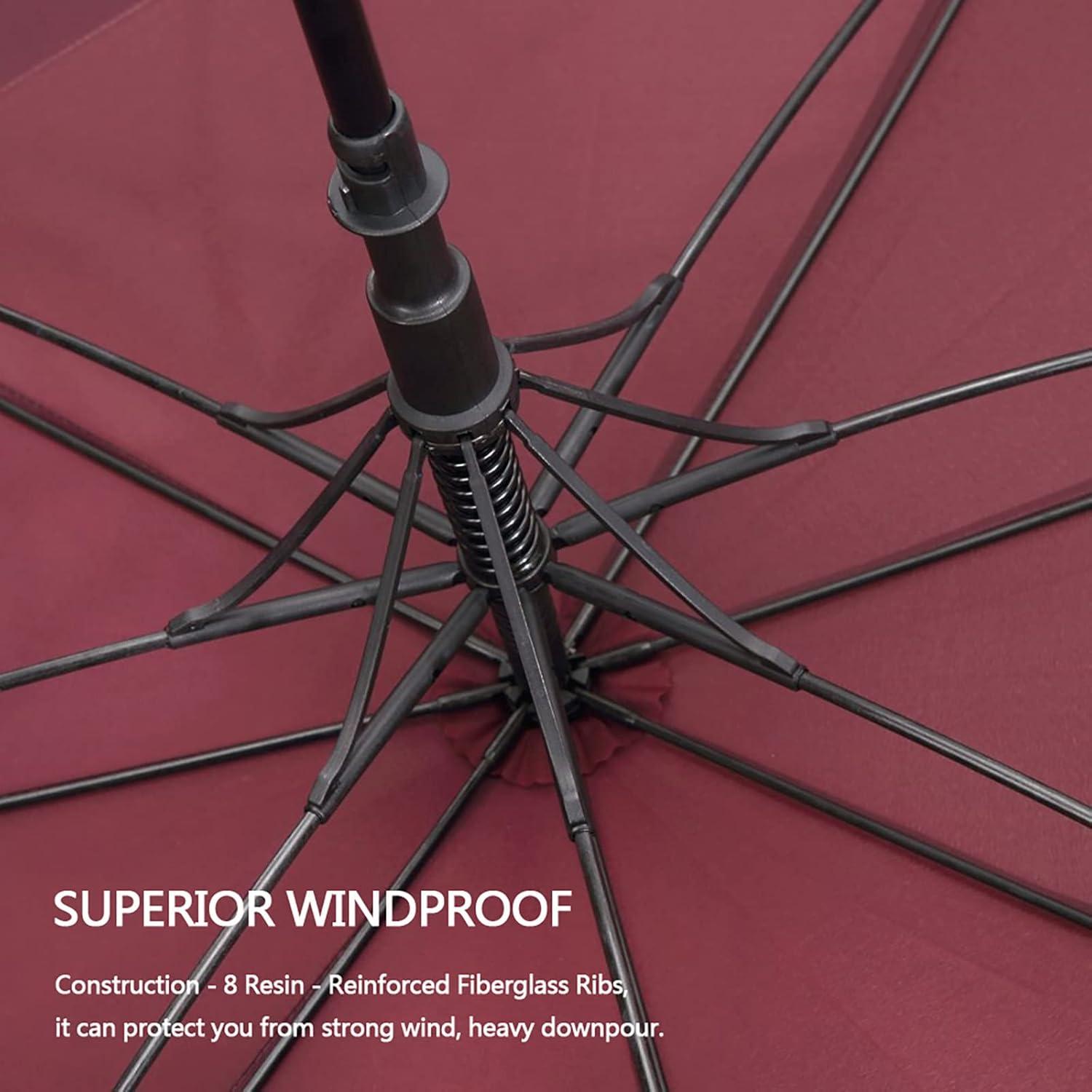 imageG4Free 4754626872 Inch Automatic Open Golf Umbrella Oversize Extra Large Double Canopy Vented Windproof Waterproof Stick UmbrellasWine Red