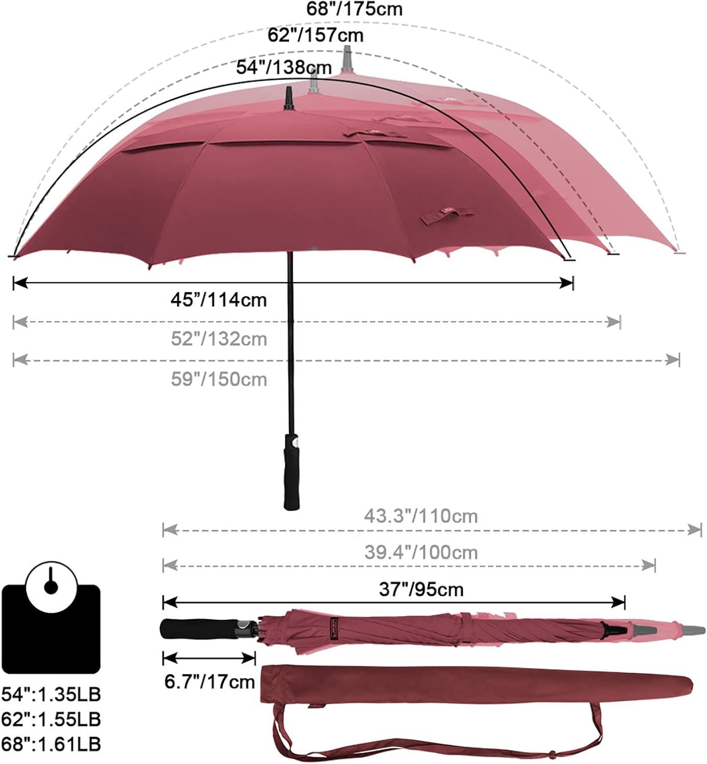 imageG4Free 4754626872 Inch Automatic Open Golf Umbrella Oversize Extra Large Double Canopy Vented Windproof Waterproof Stick UmbrellasWine Red