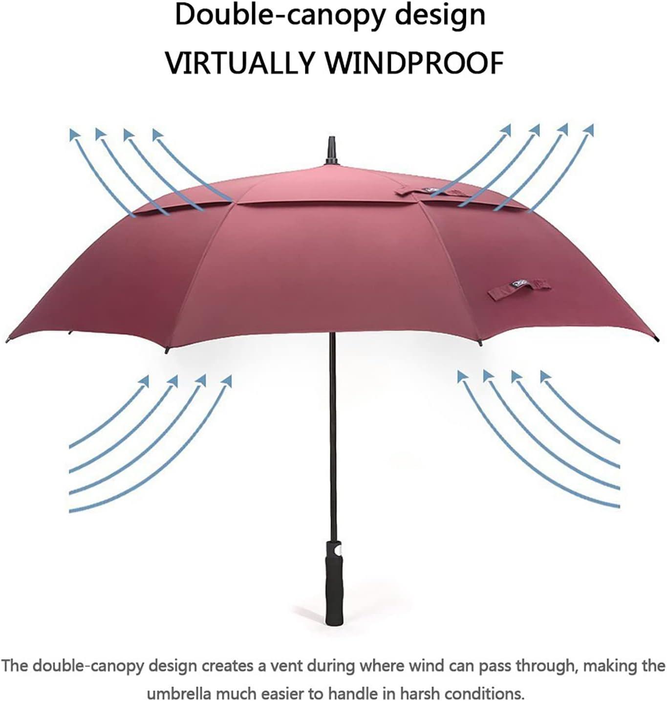 imageG4Free 4754626872 Inch Automatic Open Golf Umbrella Oversize Extra Large Double Canopy Vented Windproof Waterproof Stick UmbrellasWine Red
