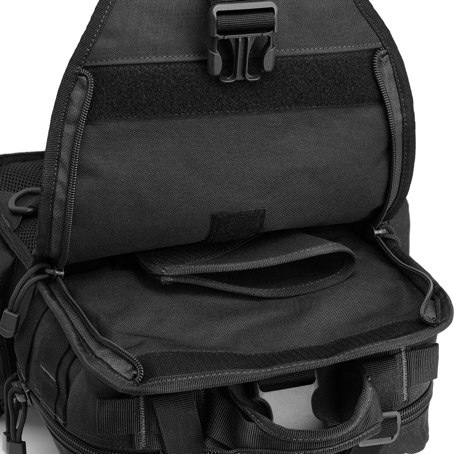 imageG4Free Large Tactical EDC Sling Bag Backpack Military Molle Bag Single Strap Shoulder Backpack for Men EDC Adjustable HolderBlack