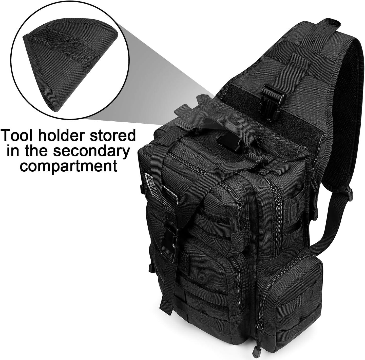 imageG4Free Large Tactical EDC Sling Bag Backpack Military Molle Bag Single Strap Shoulder Backpack for Men EDC Adjustable HolderBlack