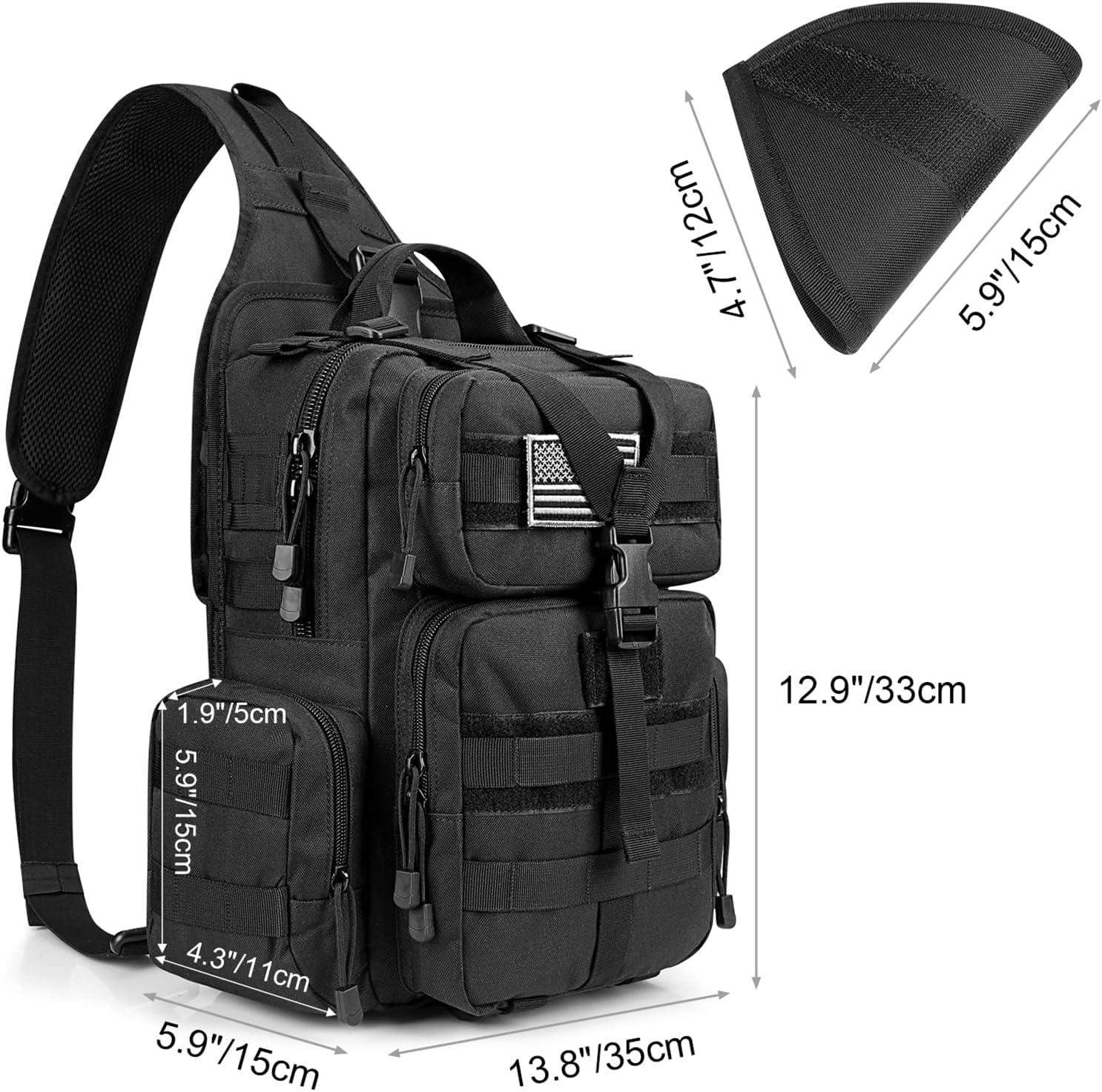 imageG4Free Large Tactical EDC Sling Bag Backpack Military Molle Bag Single Strap Shoulder Backpack for Men EDC Adjustable HolderBlack