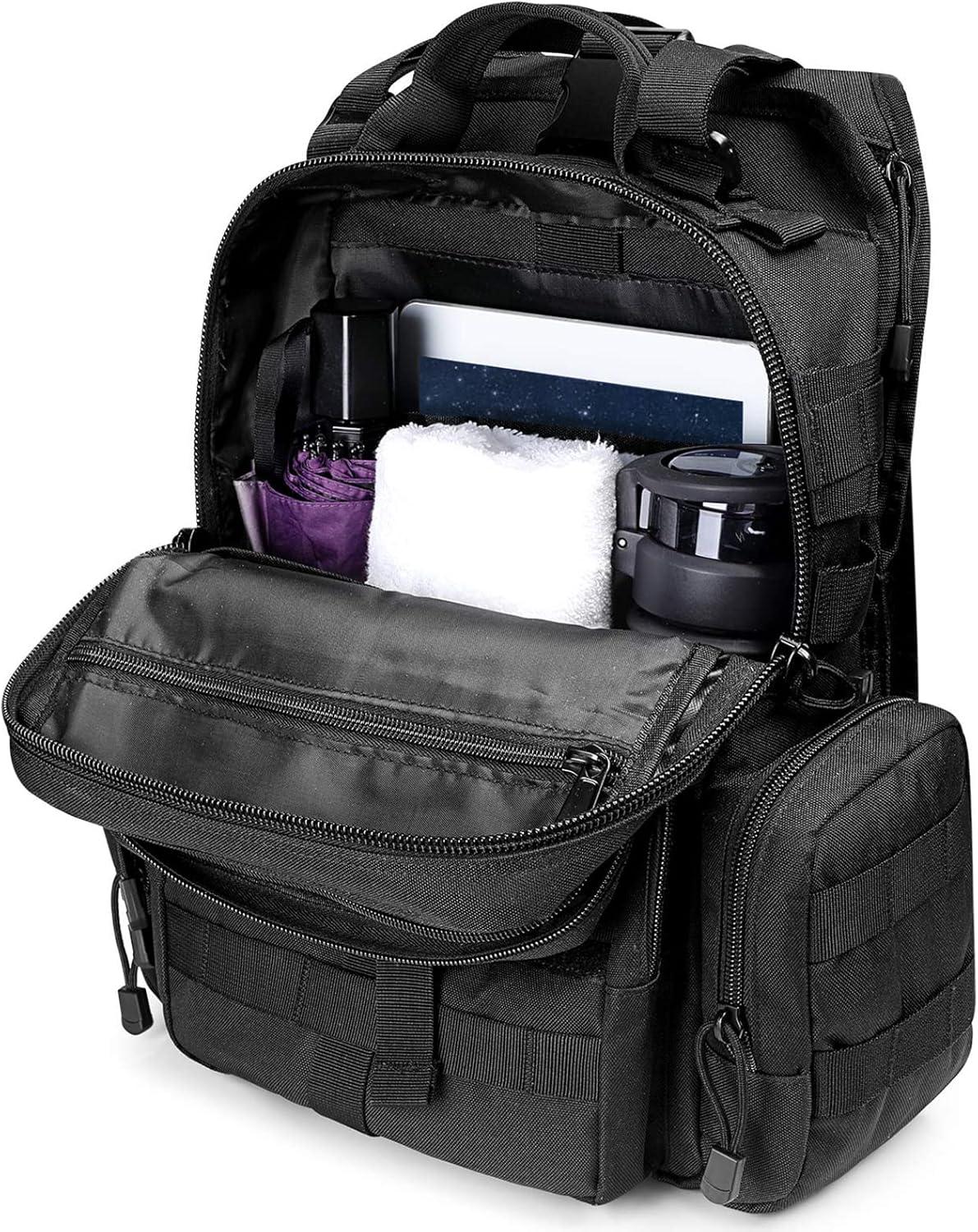 imageG4Free Large Tactical EDC Sling Bag Backpack Military Molle Bag Single Strap Shoulder Backpack for Men EDC Adjustable HolderBlack