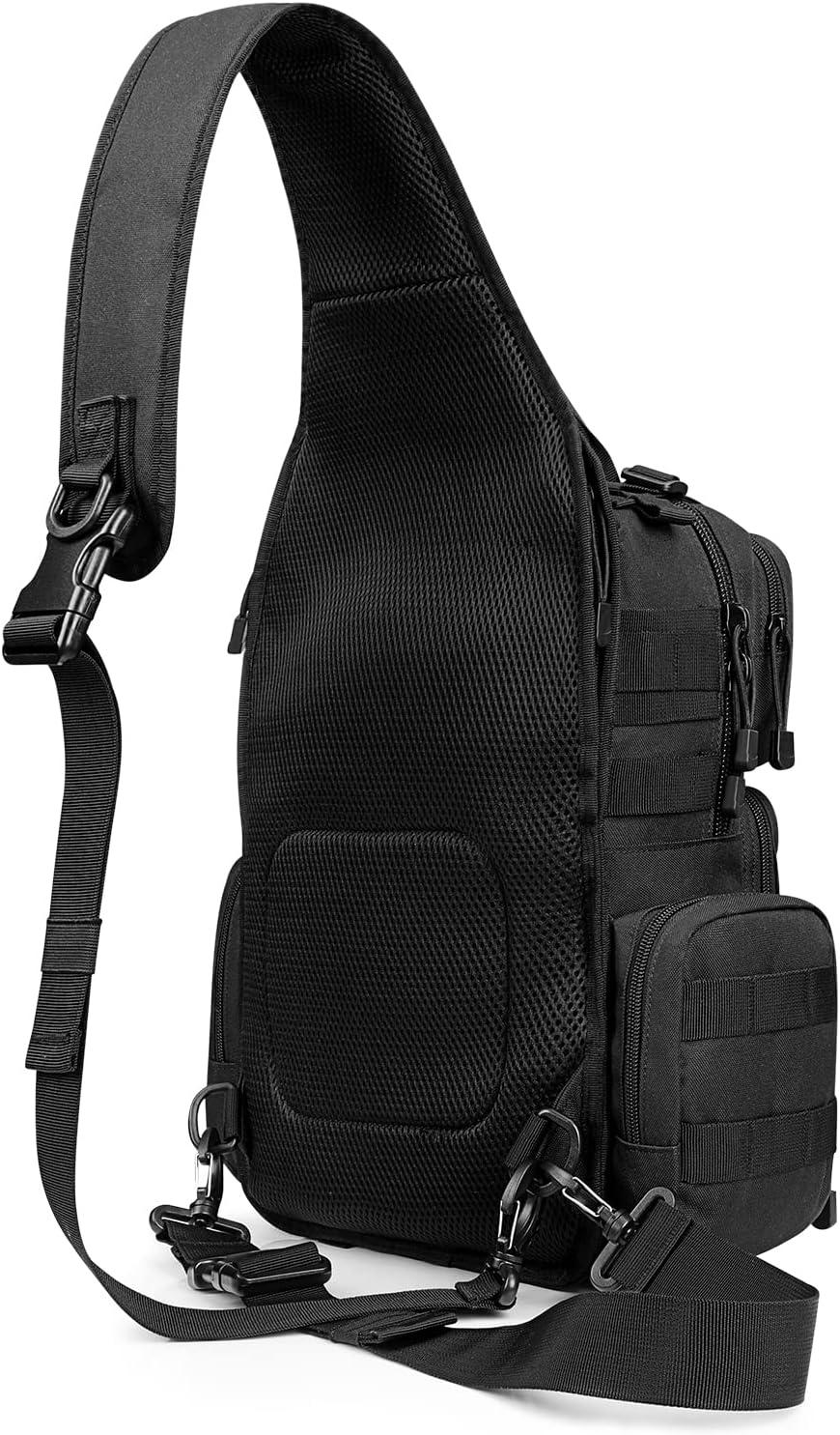 imageG4Free Large Tactical EDC Sling Bag Backpack Military Molle Bag Single Strap Shoulder Backpack for Men EDC Adjustable HolderBlack