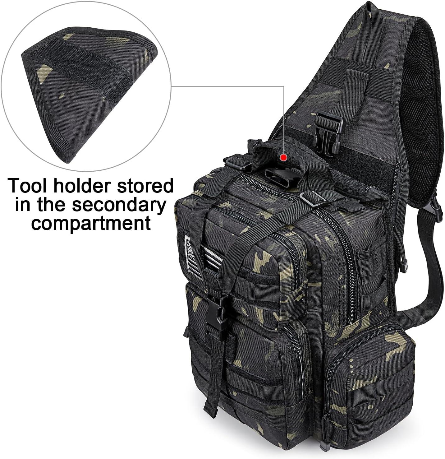 imageG4Free Large Tactical EDC Sling Bag Backpack Military Molle Bag Single Strap Shoulder Backpack for Men EDC Adjustable HolderBlack Cp