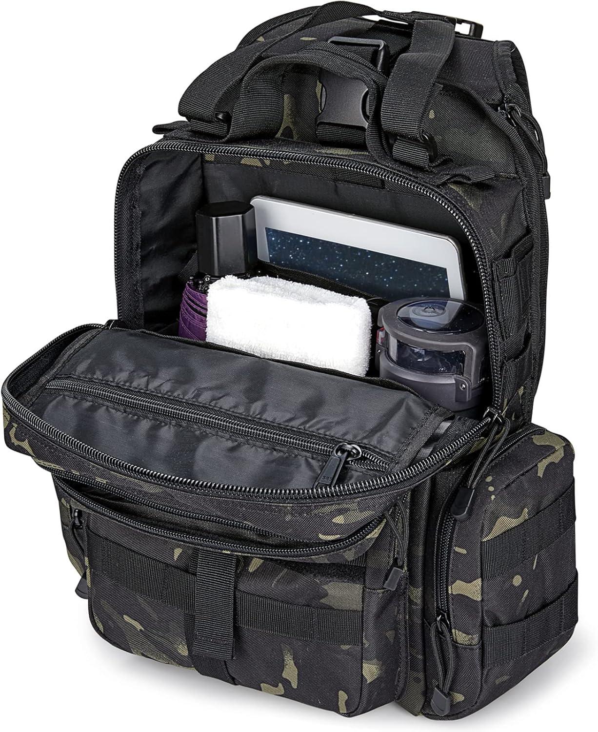 imageG4Free Large Tactical EDC Sling Bag Backpack Military Molle Bag Single Strap Shoulder Backpack for Men EDC Adjustable HolderBlack Cp