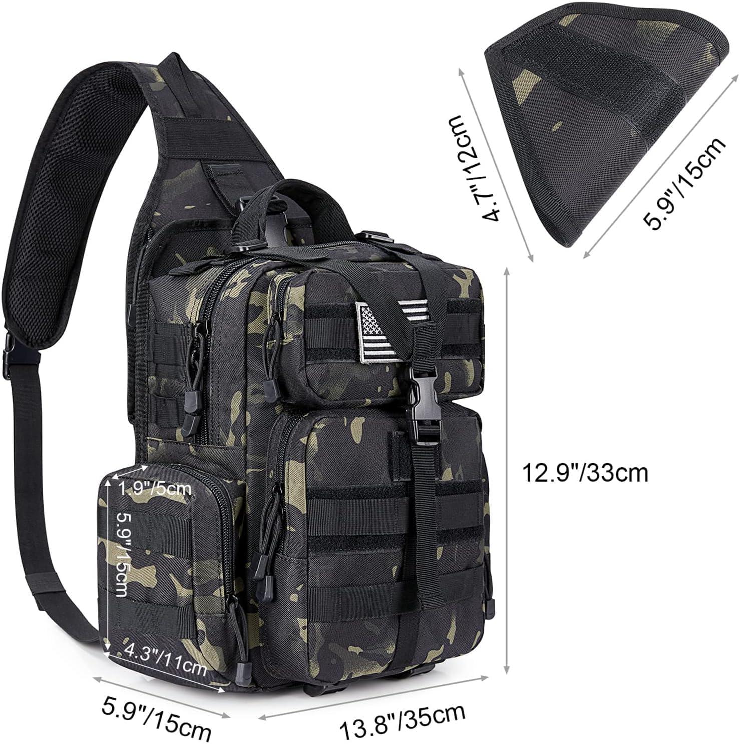 imageG4Free Large Tactical EDC Sling Bag Backpack Military Molle Bag Single Strap Shoulder Backpack for Men EDC Adjustable HolderBlack Cp