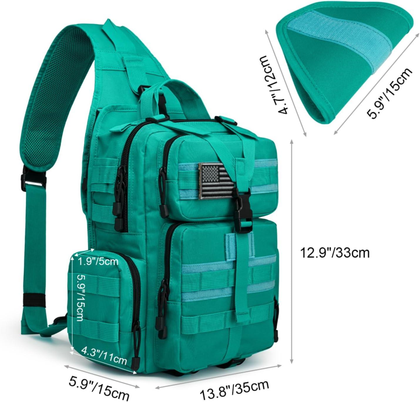 imageG4Free Large Tactical EDC Sling Bag Backpack Military Molle Bag Single Strap Shoulder Backpack for Men EDC Adjustable HolderPeacock Green