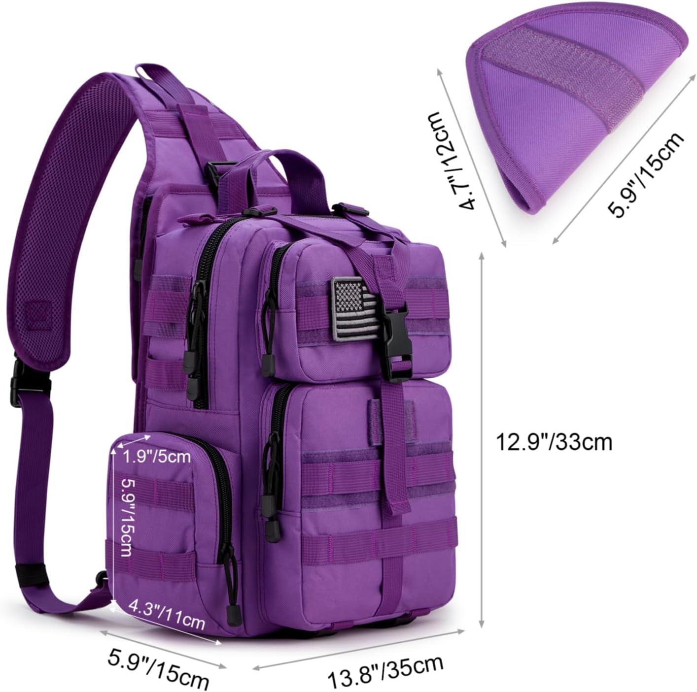 imageG4Free Large Tactical EDC Sling Bag Backpack Military Molle Bag Single Strap Shoulder Backpack for Men EDC Adjustable HolderPurple