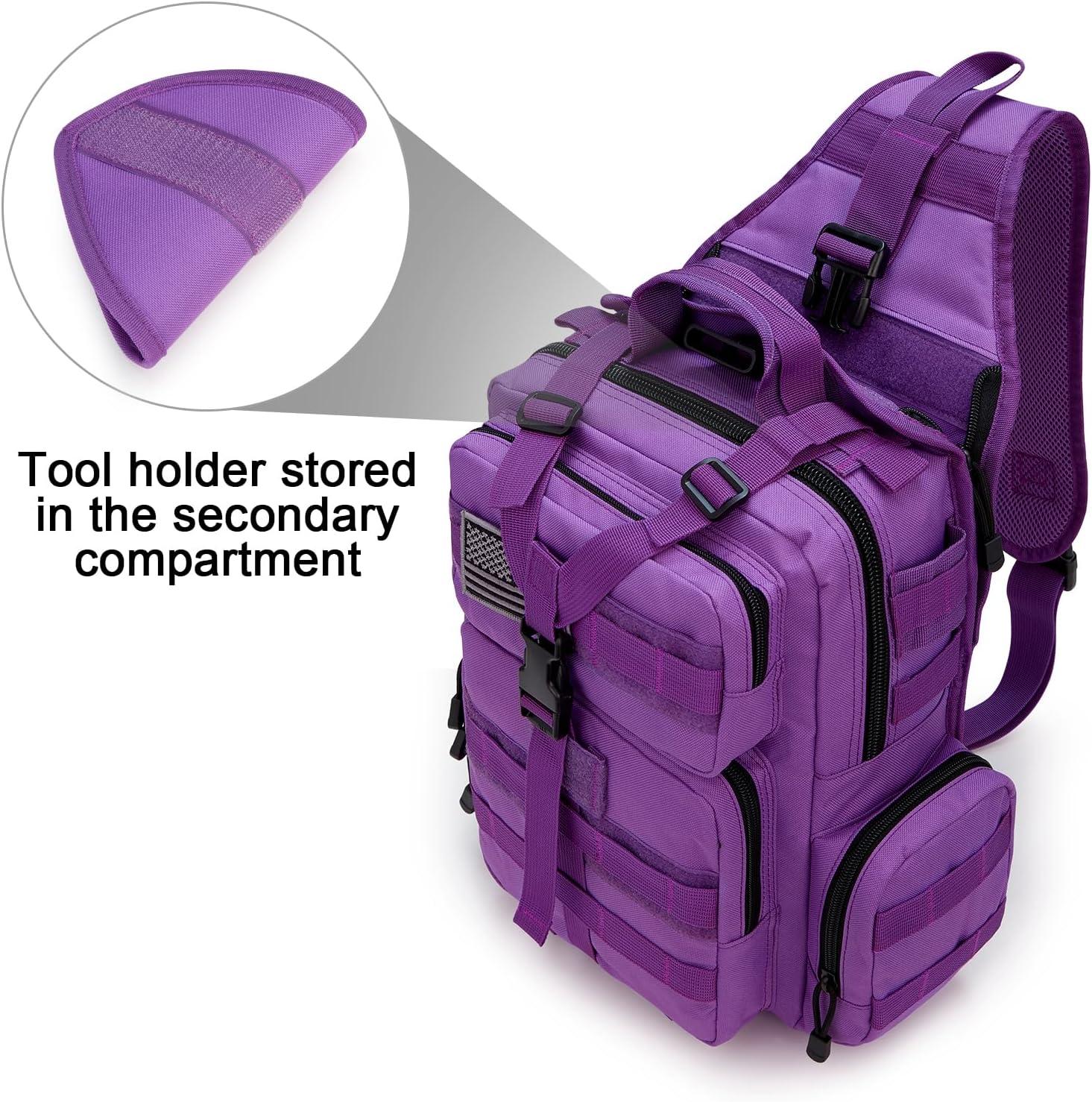 imageG4Free Large Tactical EDC Sling Bag Backpack Military Molle Bag Single Strap Shoulder Backpack for Men EDC Adjustable HolderPurple