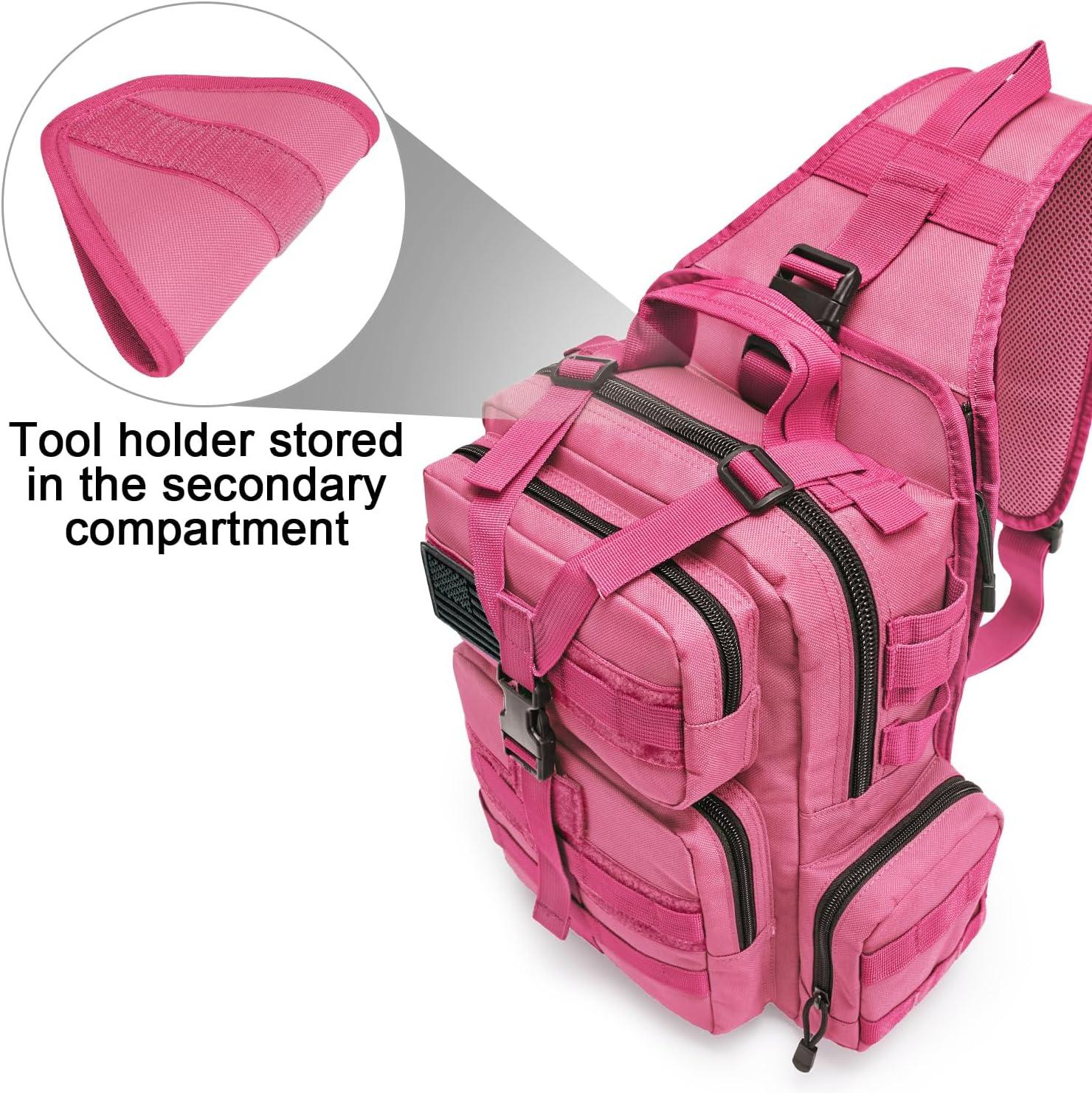 imageG4Free Large Tactical EDC Sling Bag Backpack Military Molle Bag Single Strap Shoulder Backpack for Men EDC Adjustable HolderRose Red