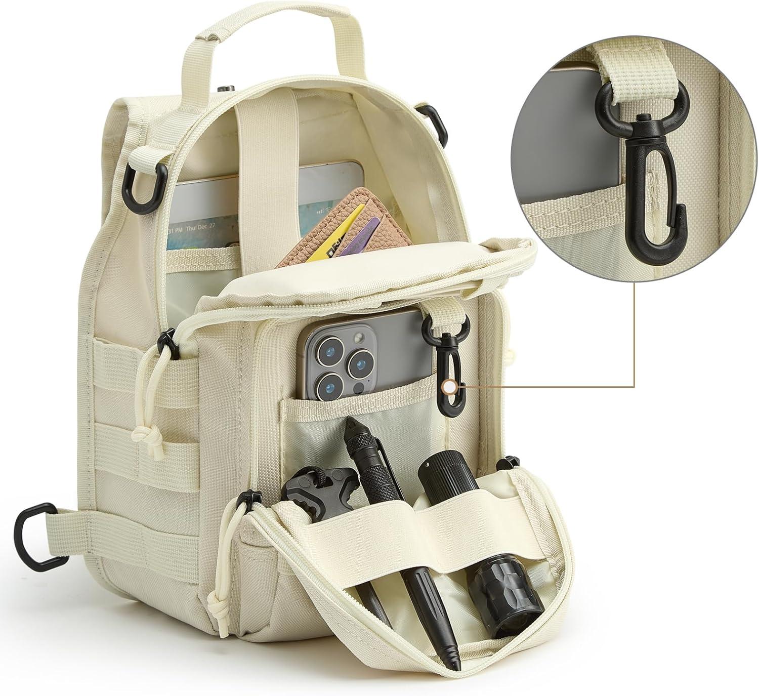 imageG4Free Outdoor Tactical Bag Backpack Military Sport Bag Pack Sling Shoulder Backpack Tactical Pack for Every Day CarryBeige
