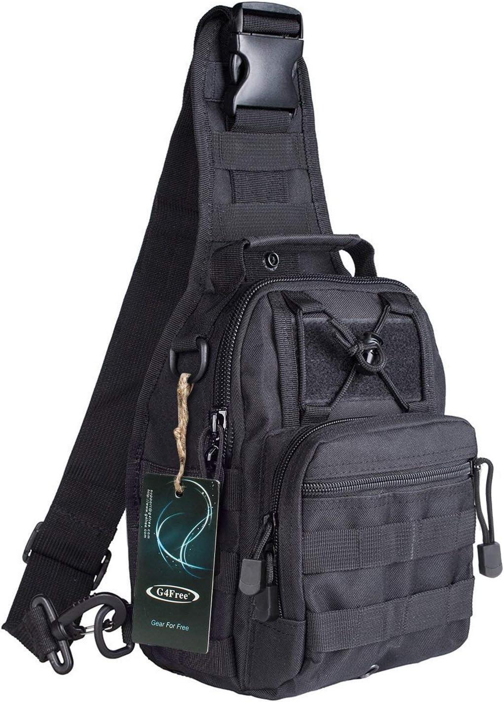 imageG4Free Outdoor Tactical Bag Backpack Military Sport Bag Pack Sling Shoulder Backpack Tactical Pack for Every Day CarryBlack