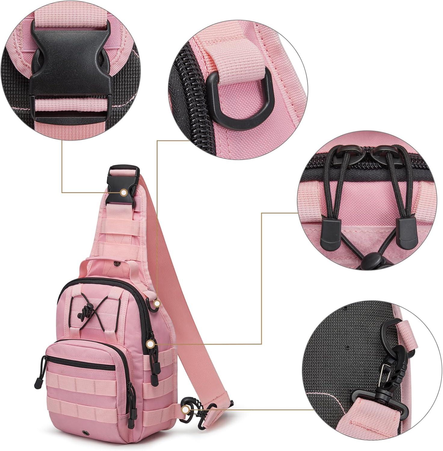 imageG4Free Outdoor Tactical Bag Backpack Military Sport Bag Pack Sling Shoulder Backpack Tactical Pack for Every Day CarryPink