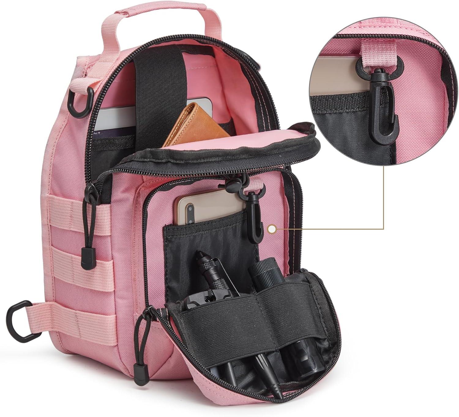 imageG4Free Outdoor Tactical Bag Backpack Military Sport Bag Pack Sling Shoulder Backpack Tactical Pack for Every Day CarryPink