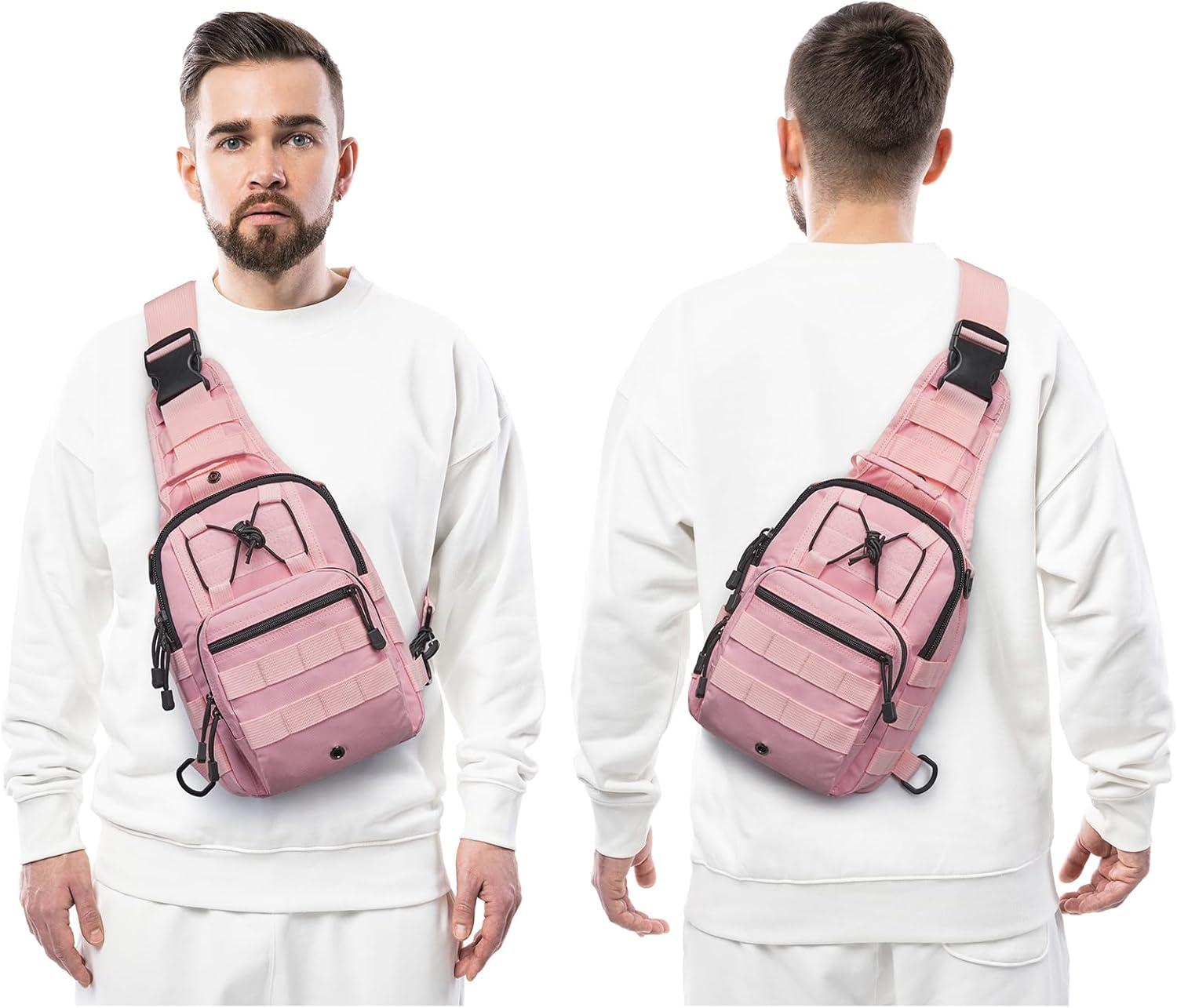 imageG4Free Outdoor Tactical Bag Backpack Military Sport Bag Pack Sling Shoulder Backpack Tactical Pack for Every Day CarryPink