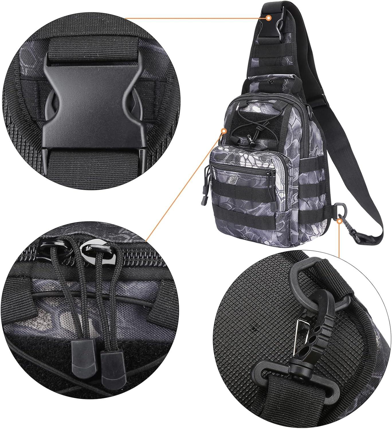 imageG4Free Outdoor Tactical Bag Backpack Military Sport Bag Pack Sling Shoulder Backpack Tactical Pack for Every Day CarryPythons Grain Black