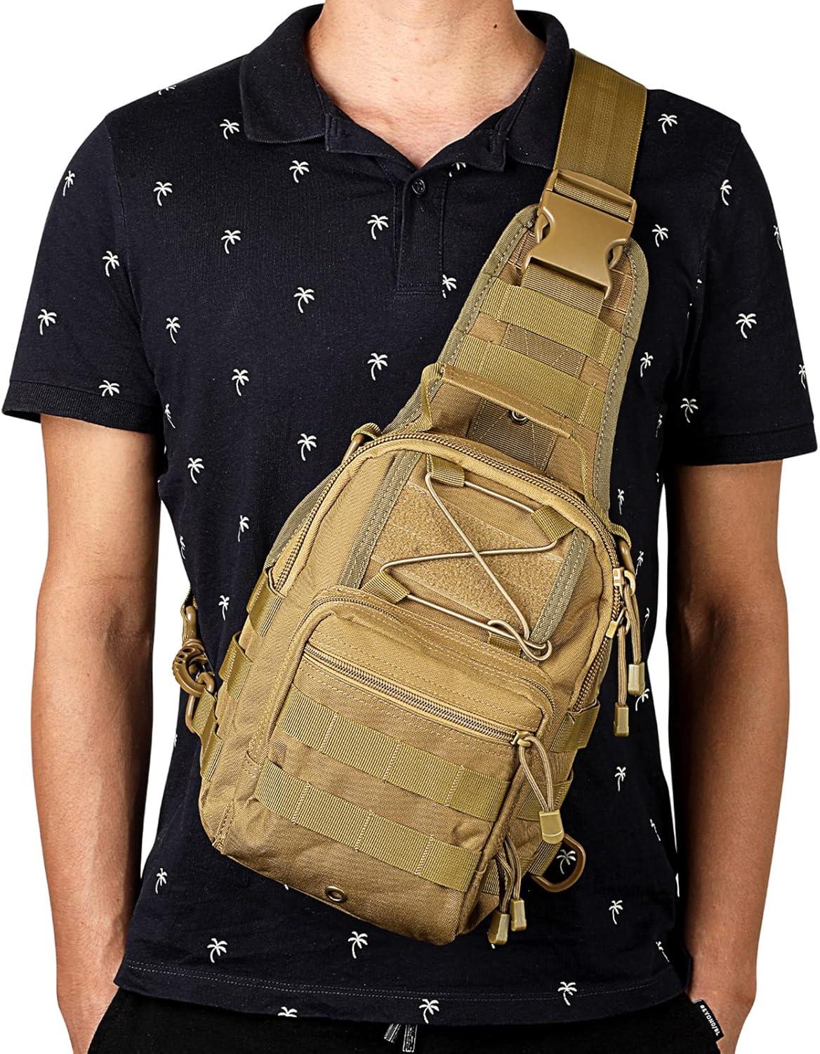 imageG4Free Outdoor Tactical Bag Backpack Military Sport Bag Pack Sling Shoulder Backpack Tactical Pack for Every Day CarryTan