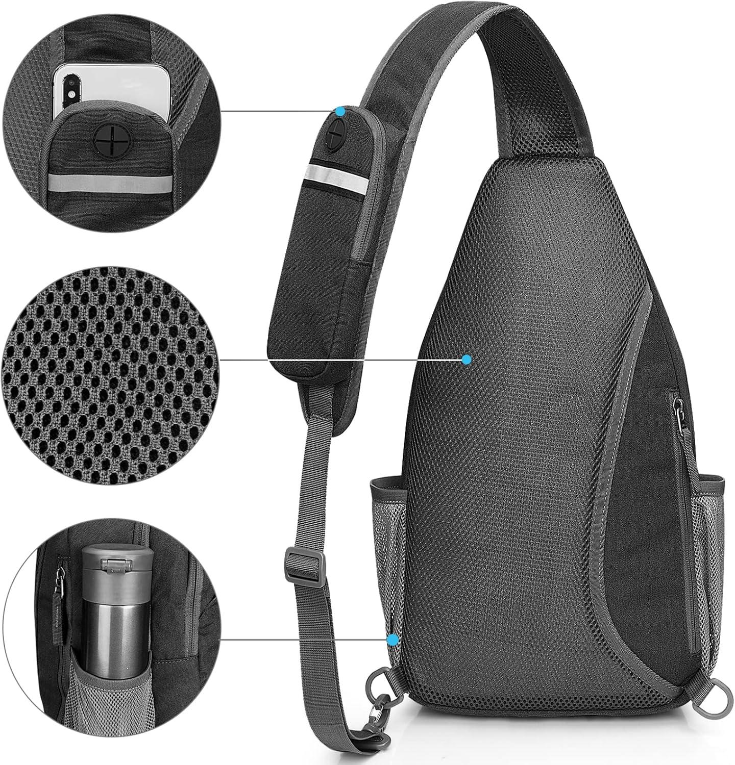 imageG4Free Sling Bag RFID Blocking Sling Backpack Crossbody Chest Bag Daypack for Hiking TravelBlackBlack