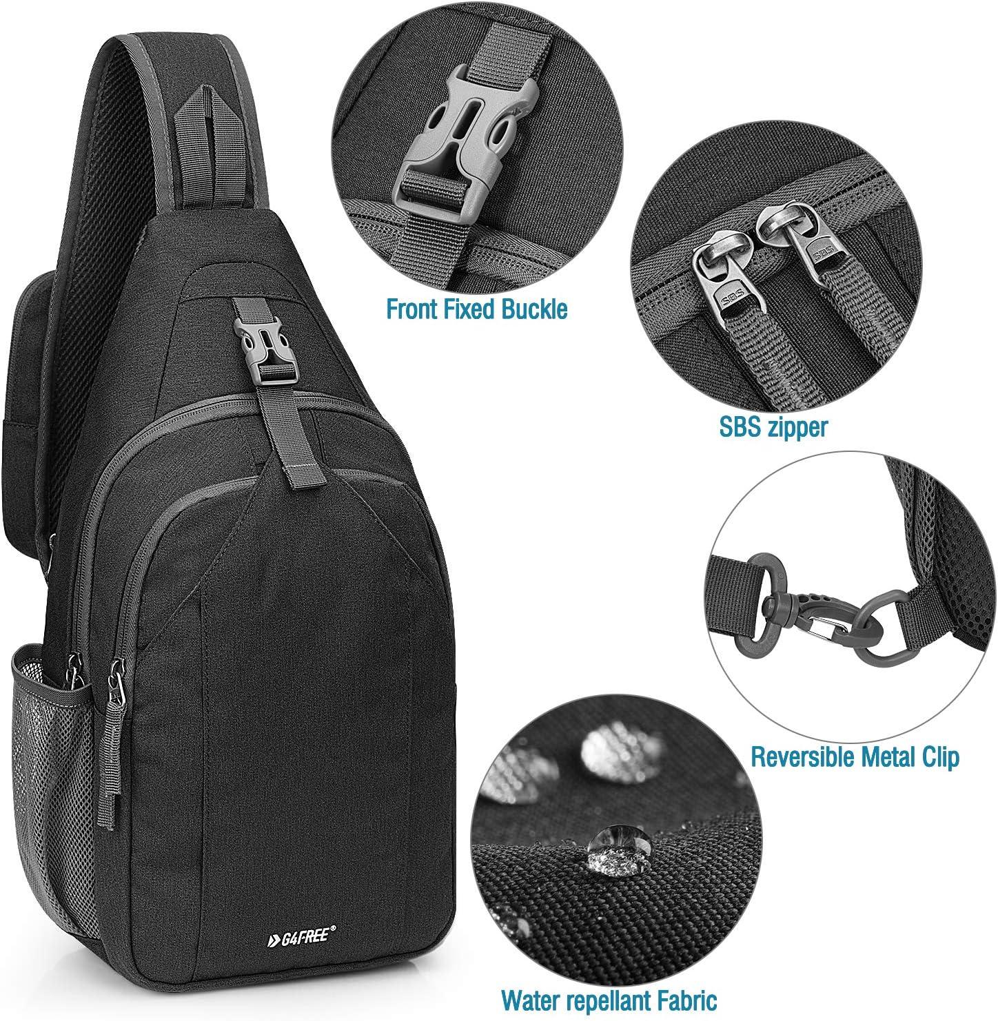 imageG4Free Sling Bag RFID Blocking Sling Backpack Crossbody Chest Bag Daypack for Hiking TravelBlackBlack