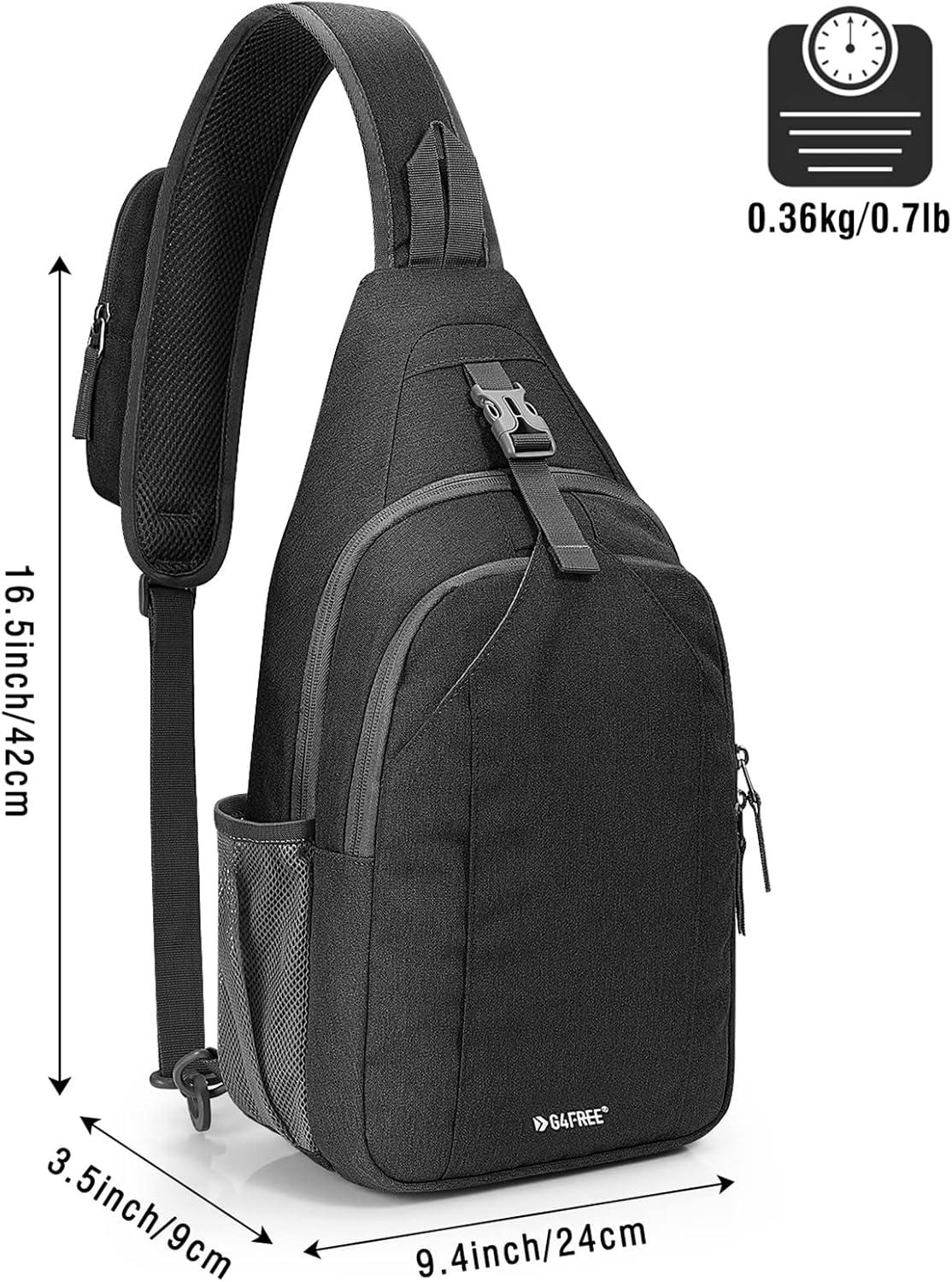 imageG4Free Sling Bag RFID Blocking Sling Backpack Crossbody Chest Bag Daypack for Hiking TravelBlackBlack