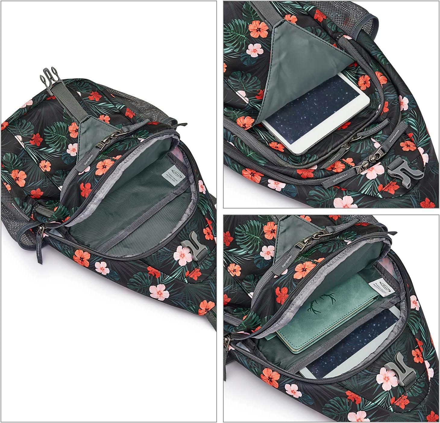 imageG4Free Sling Bag RFID Blocking Sling Backpack Crossbody Chest Bag Daypack for Hiking TravelBlackBlack Base Flora