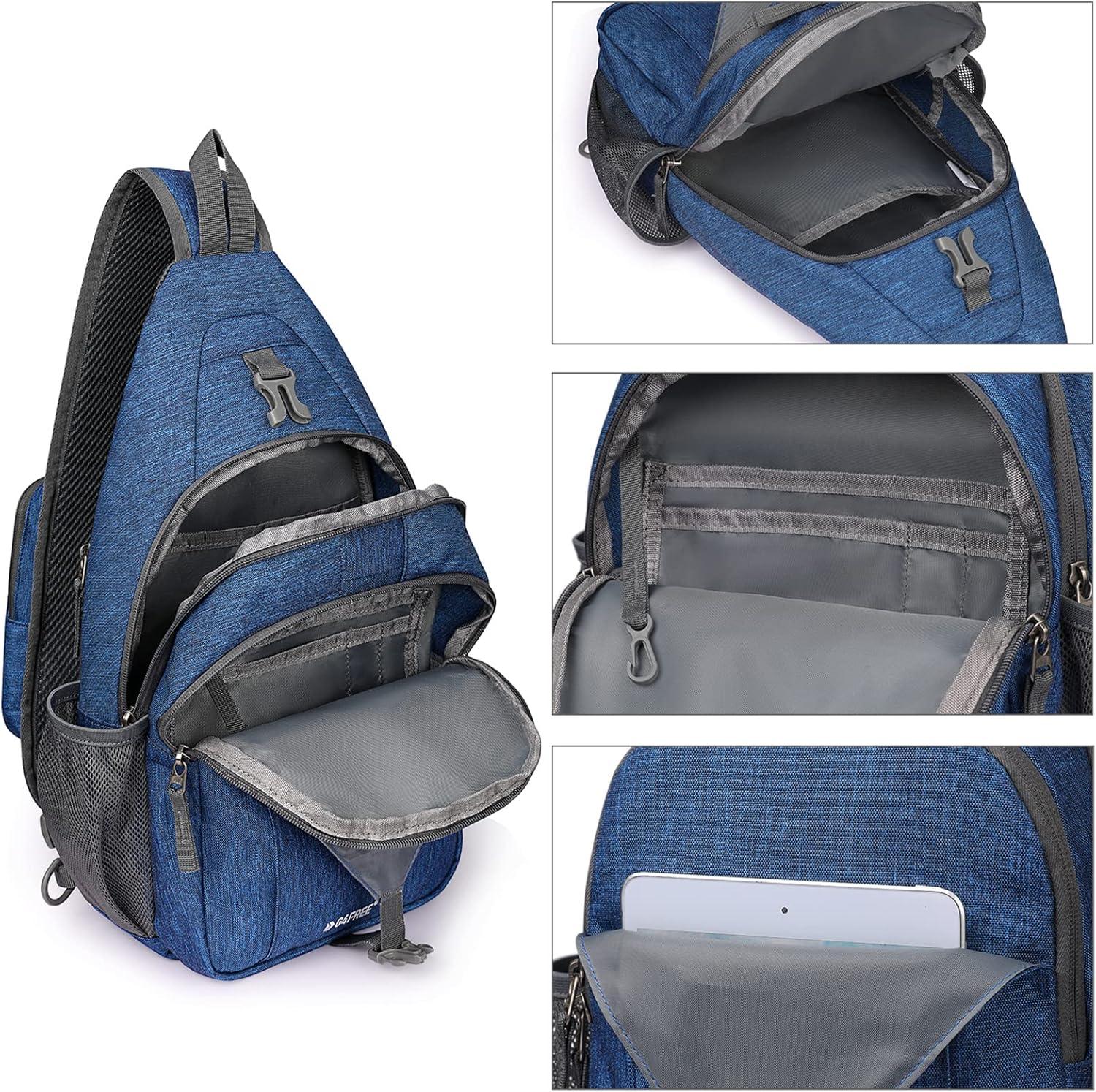 imageG4Free Sling Bag RFID Blocking Sling Backpack Crossbody Chest Bag Daypack for Hiking TravelBlackDark Blue
