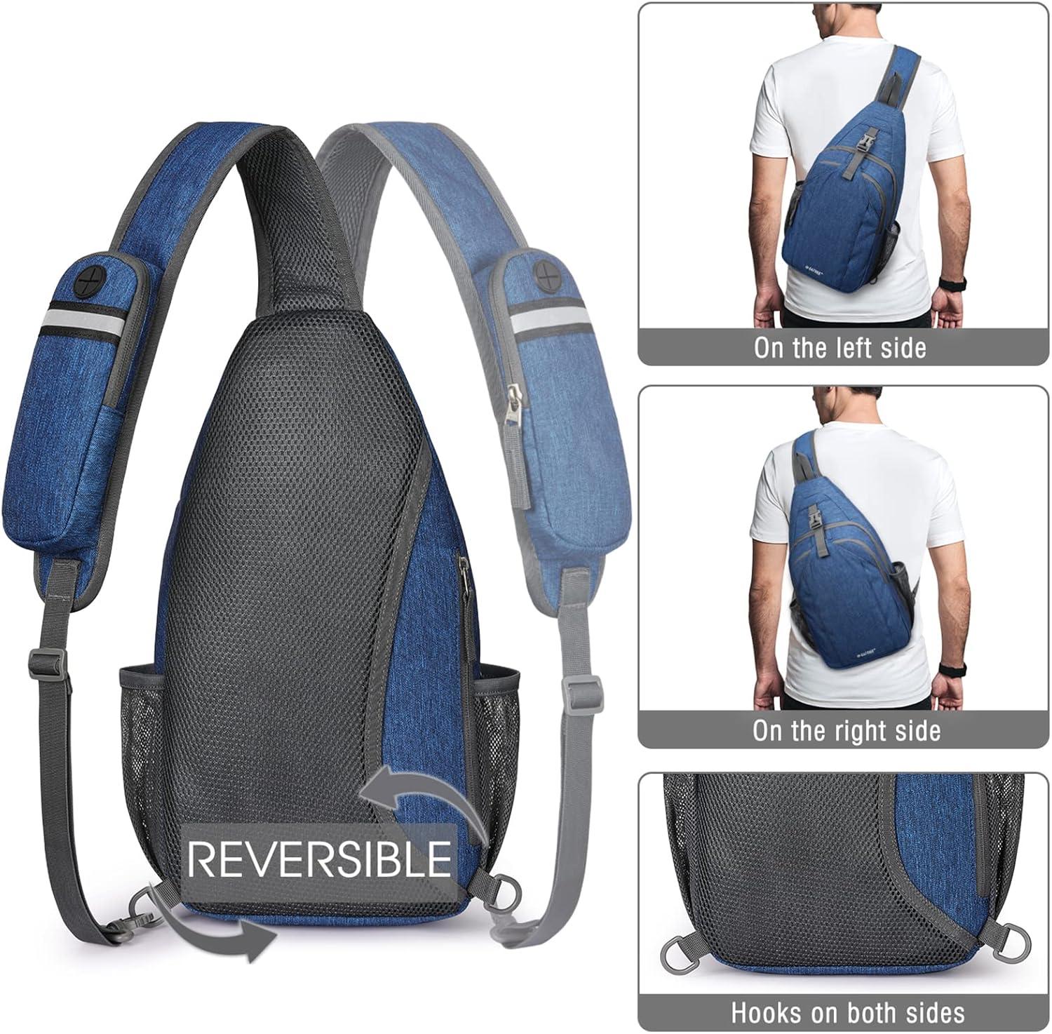 imageG4Free Sling Bag RFID Blocking Sling Backpack Crossbody Chest Bag Daypack for Hiking TravelBlackDark Blue