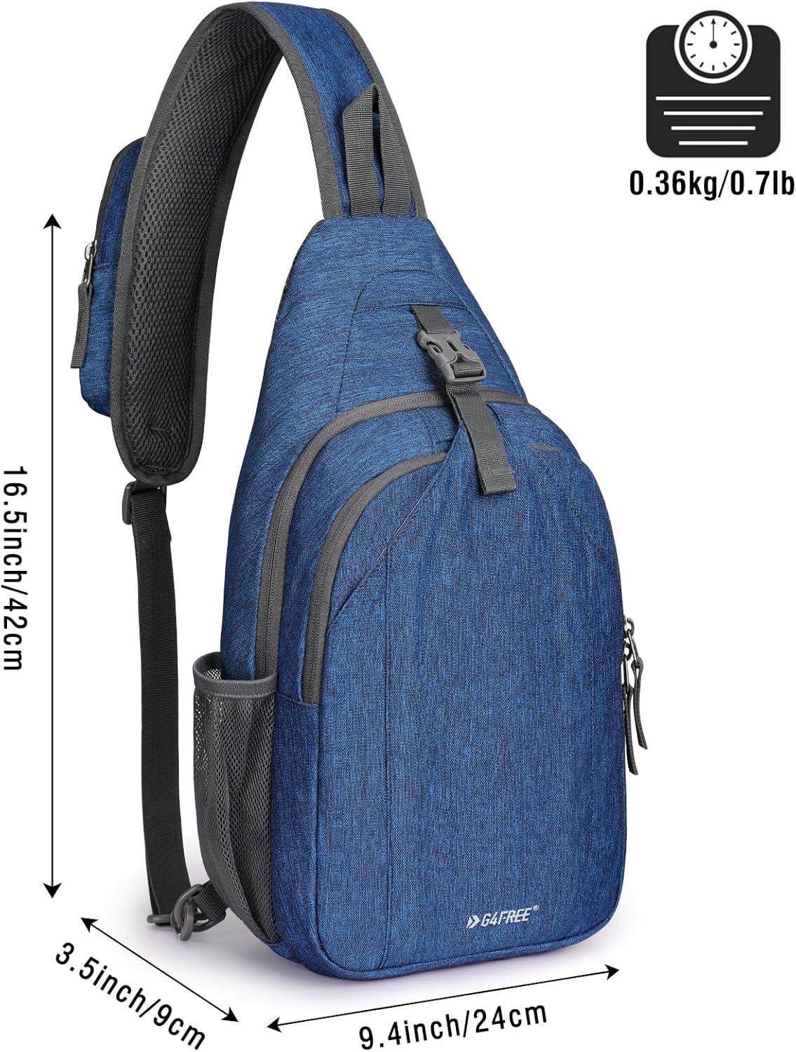 imageG4Free Sling Bag RFID Blocking Sling Backpack Crossbody Chest Bag Daypack for Hiking TravelBlackDark Blue