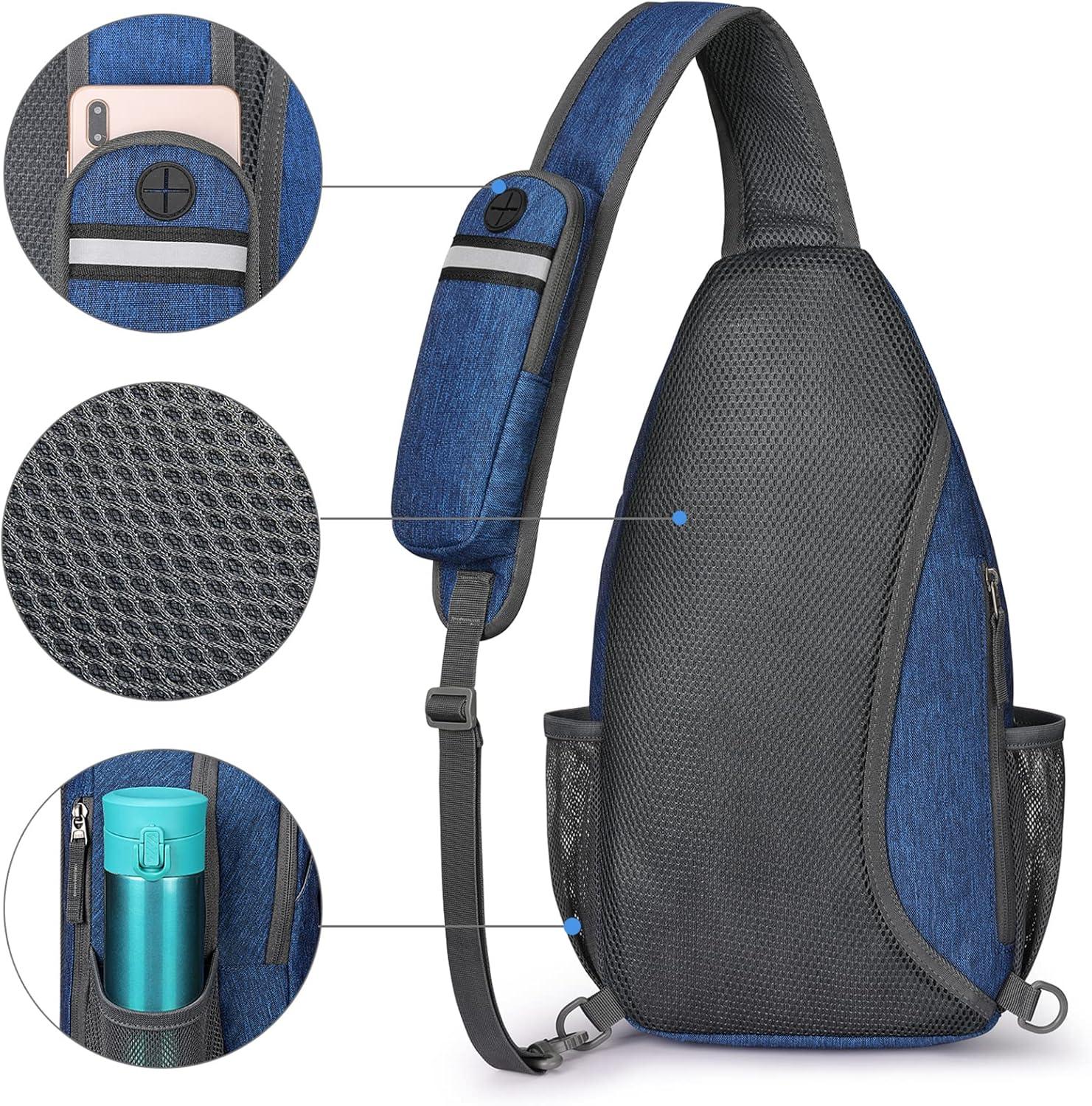 imageG4Free Sling Bag RFID Blocking Sling Backpack Crossbody Chest Bag Daypack for Hiking TravelBlackDark Blue