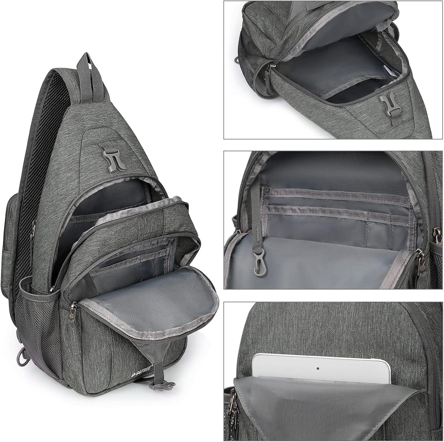 imageG4Free Sling Bag RFID Blocking Sling Backpack Crossbody Chest Bag Daypack for Hiking TravelBlackDimgray