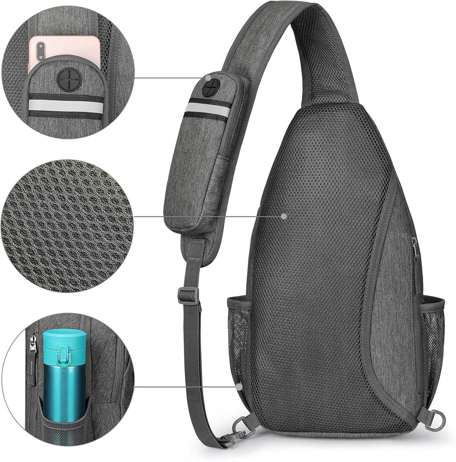 imageG4Free Sling Bag RFID Blocking Sling Backpack Crossbody Chest Bag Daypack for Hiking TravelBlackDimgray