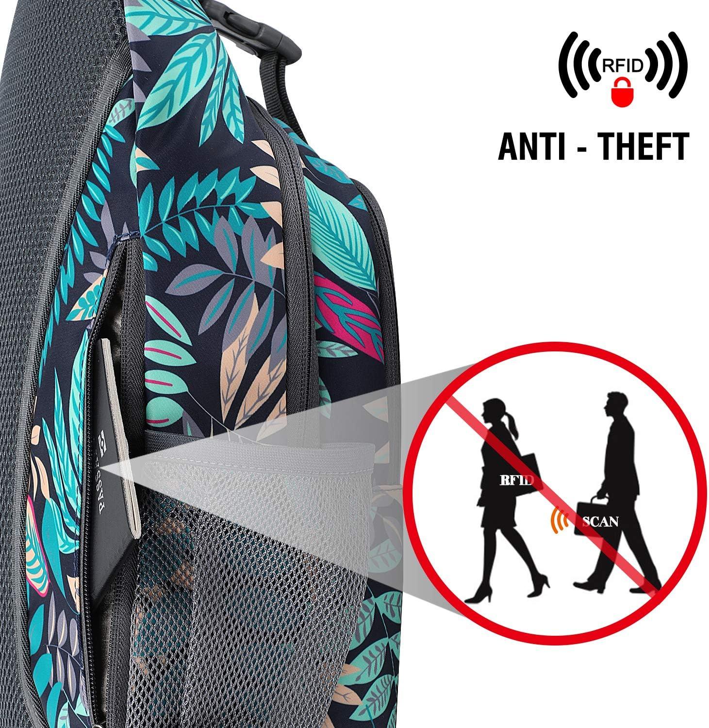imageG4Free Sling Bag RFID Blocking Sling Backpack Crossbody Chest Bag Daypack for Hiking TravelBlackMaple Leaf Blue