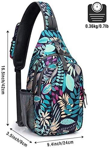 imageG4Free Sling Bag RFID Blocking Sling Backpack Crossbody Chest Bag Daypack for Hiking TravelBlackMaple Leaf Blue
