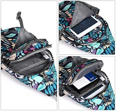 imageG4Free Sling Bag RFID Blocking Sling Backpack Crossbody Chest Bag Daypack for Hiking TravelBlackMaple Leaf Blue