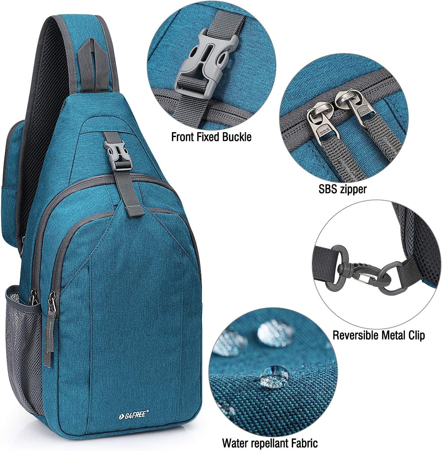 imageG4Free Sling Bag RFID Blocking Sling Backpack Crossbody Chest Bag Daypack for Hiking TravelBlackNavy Blue