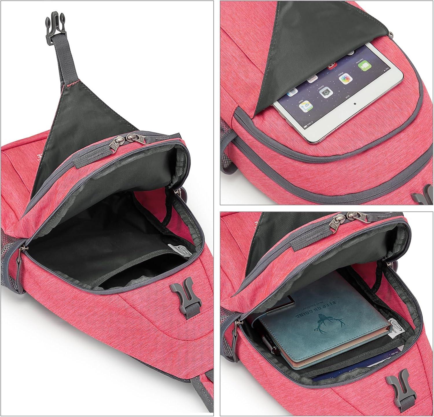 imageG4Free Sling Bag RFID Blocking Sling Backpack Crossbody Chest Bag Daypack for Hiking TravelBlackRed